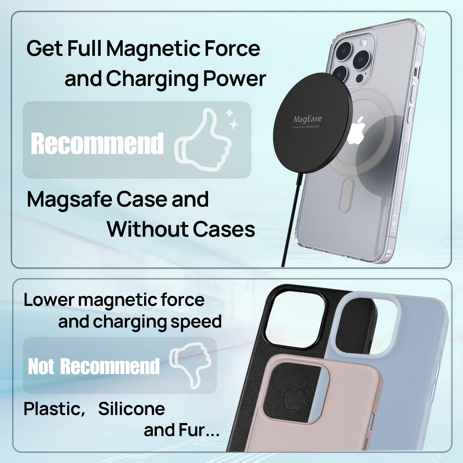 15W Fast Wireless Charger for iPhone - MagSafe Compatible Magnetic Charger with USB-C for iPhone 16/15 Pro Max/14/13/12/11/X/XS/XR & AirPods 2 (White) | Perfect for Home, Office & Travel Charging