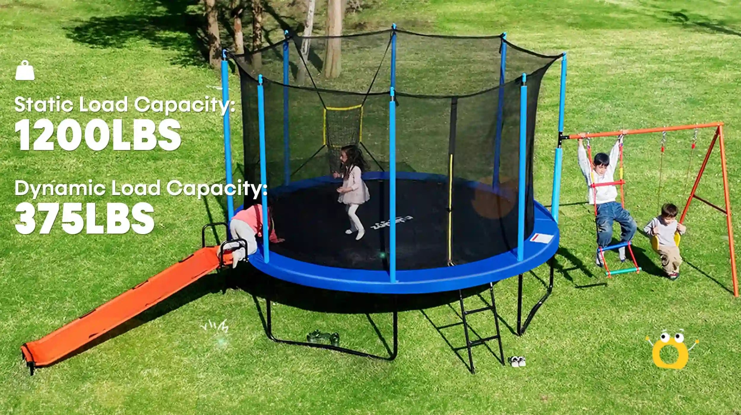 Ultimate 5-in-1 Backyard Trampoline Set - 12FT with 1200LBS Weight Capacity | Outdoor Adventure Park for Kids & Family | Perfect for Backyard Fun, Exercise & Birthday Parties