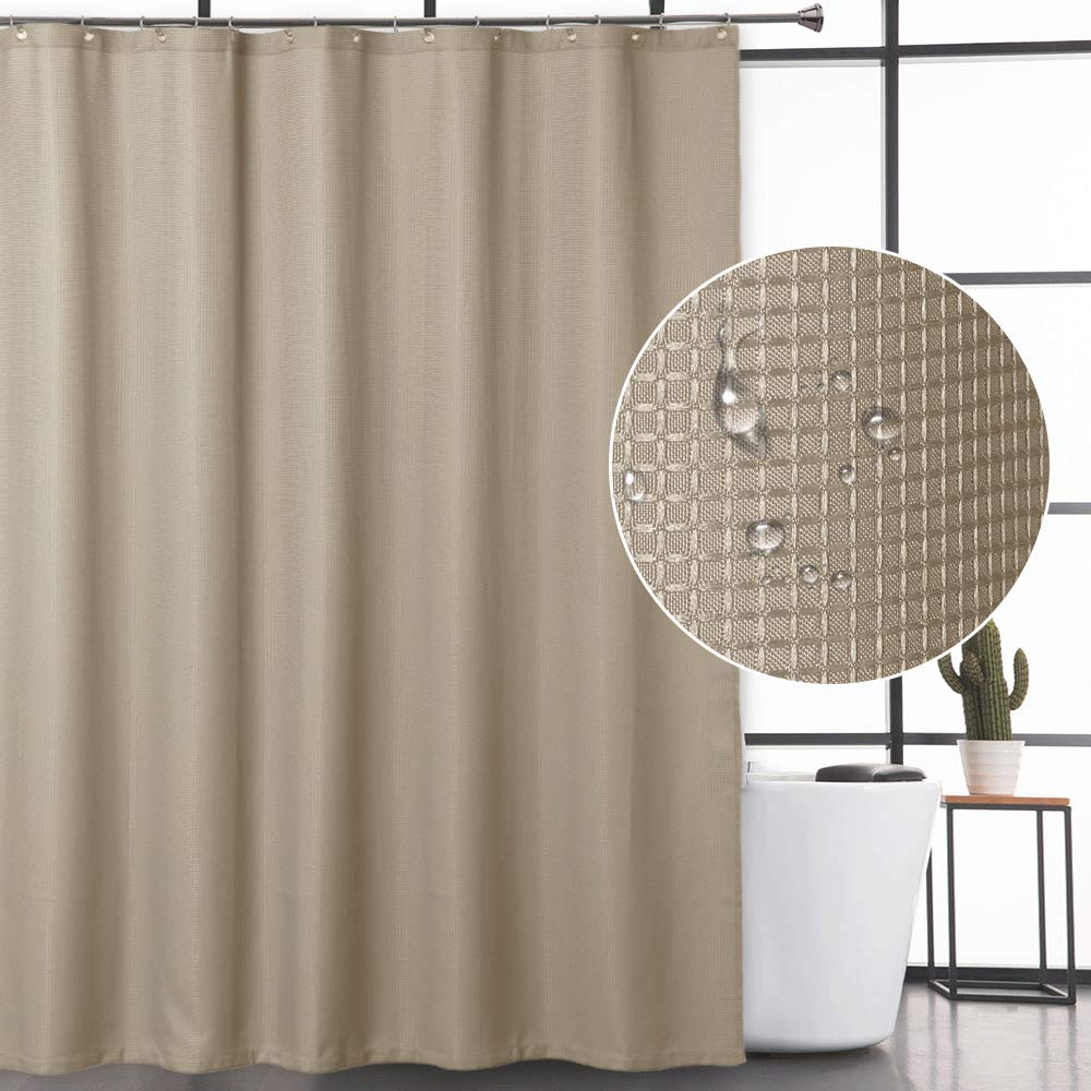 CAROMIO Luxury Waffle Weave Shower Curtain - Hotel Quality Bathroom Decor with Rustproof Metal Grommets, 72x72 Inch Taupe - Perfect for Spa-Like Bathrooms & Guest Suites