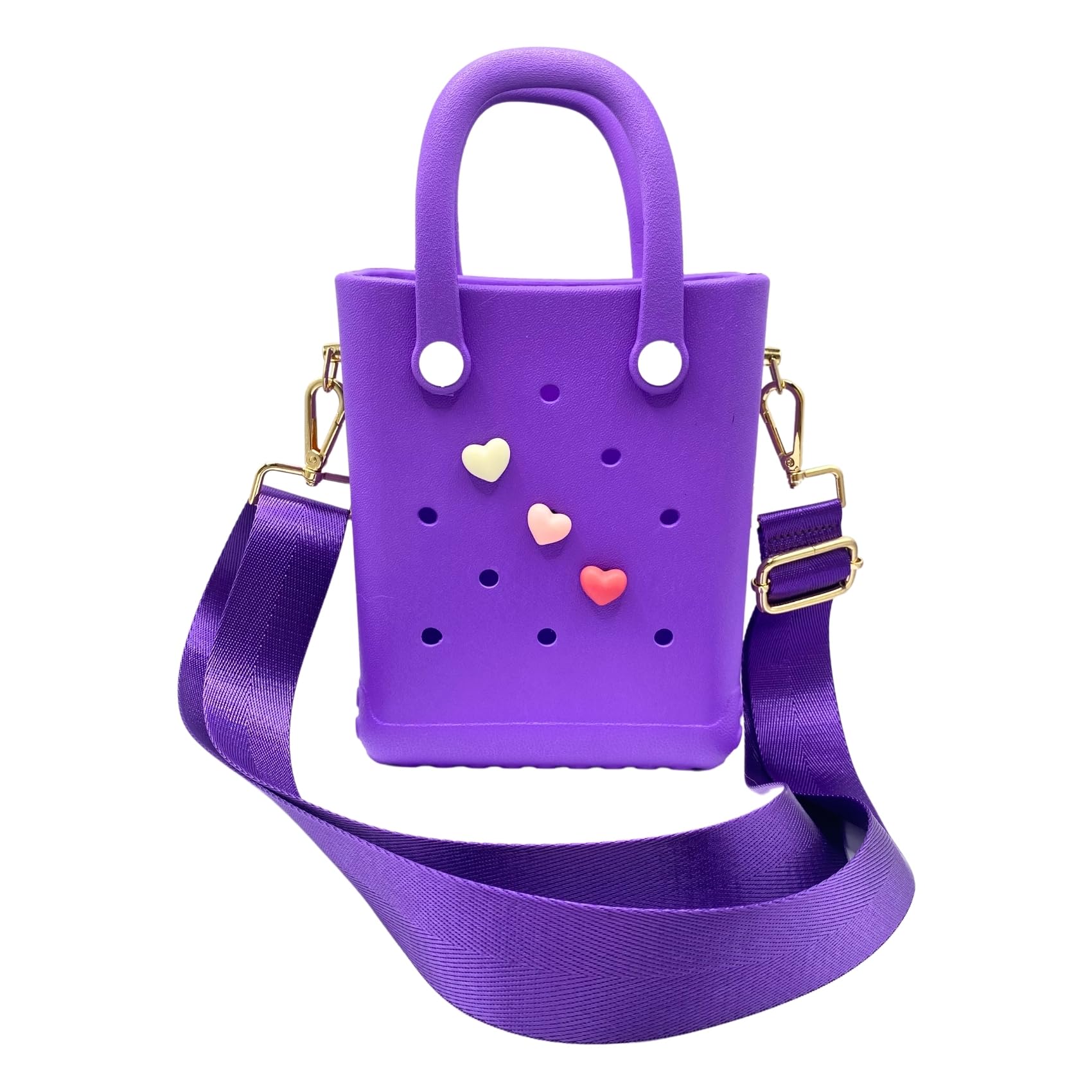 X Small Rubber Beach Bag - Lightweight Waterproof Tote for Beach, Pool, Boat & Sports | Bitty Small Charms Crossbody Purse | Perfect for Summer Travel, Swimwear Storage & Outdoor Activities