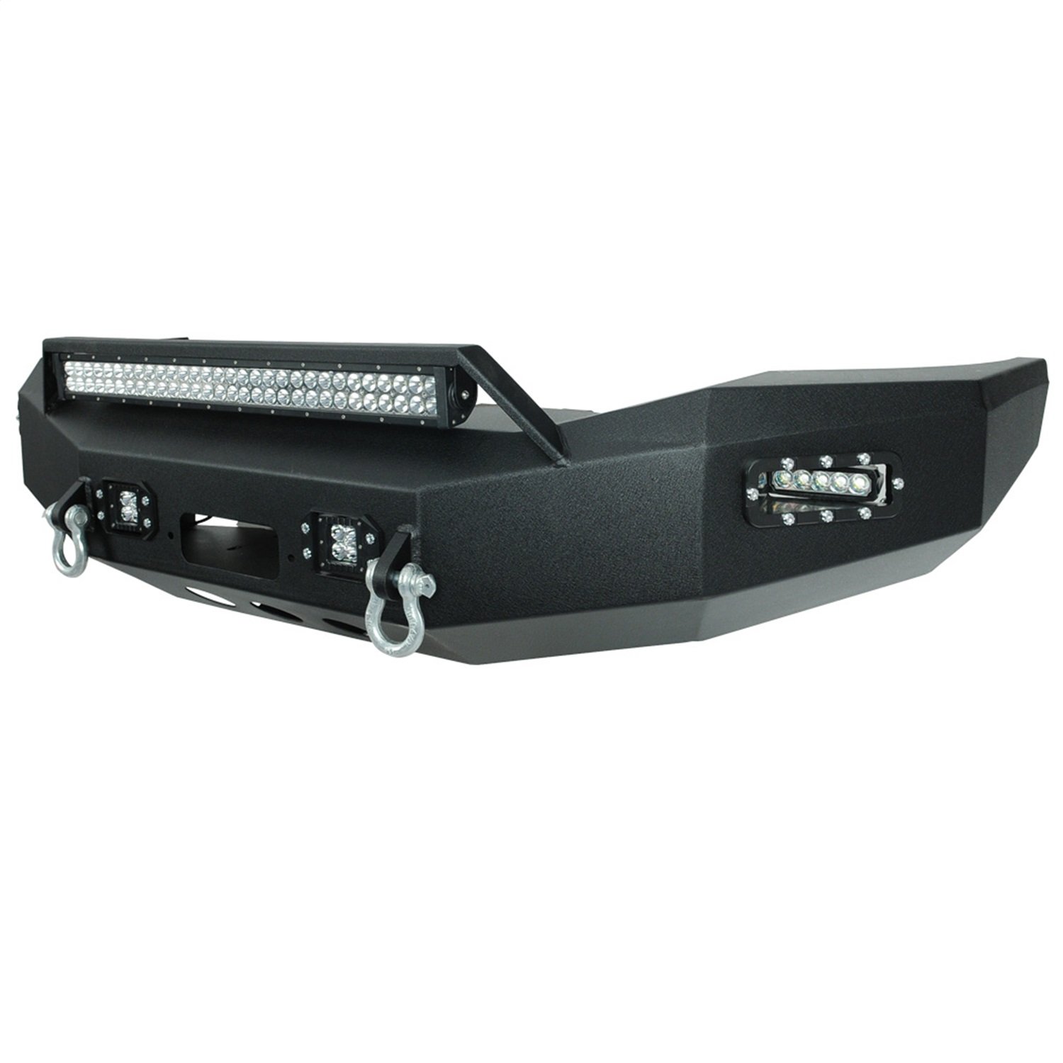 57-0202 Heavy Duty Front LED Winch Bumper for Jeep Wrangler & Off-Road Trucks - Black Powder Coated Steel Construction - Perfect for Off-Roading, Towing & Recovery
