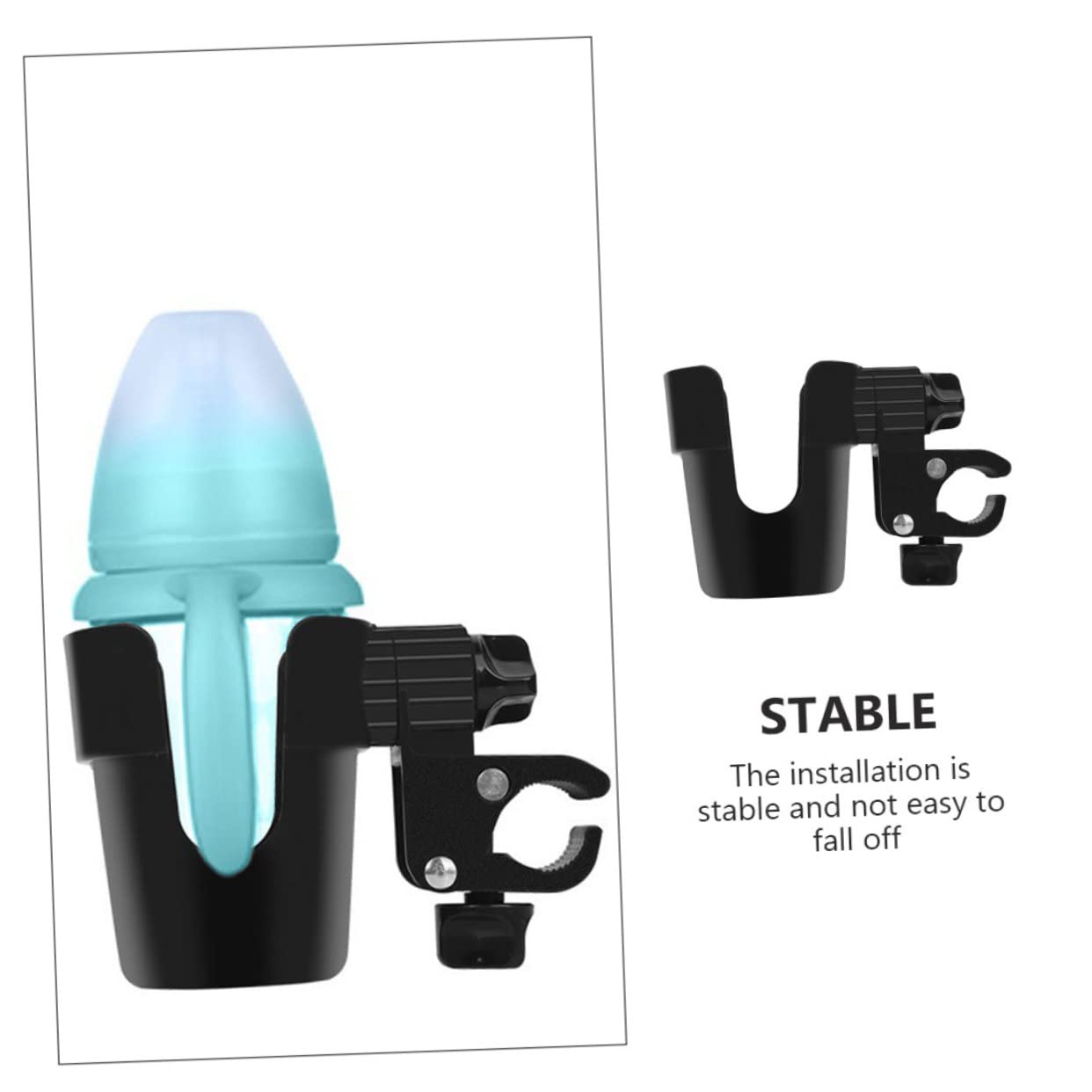 VICASKY 5-Pack Black ABS Bottle Holder for Bikes, Strollers & Cruisers - Secure Water Bottle & Milk Cup Storage for Cycling, Walking & Outdoor Activities