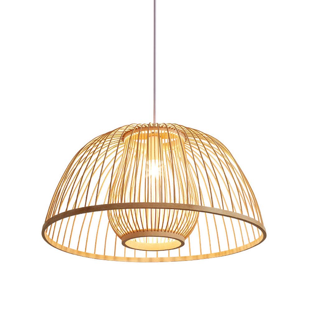 Japanese Style Creative Bamboo Chandelier - E27 Single Head Pendant Light for Dining Room, Cafe, Bar & Club - Natural Interior Decoration Hanging Lamp - Perfect for Boho, Zen & Asian Inspired Home Decor