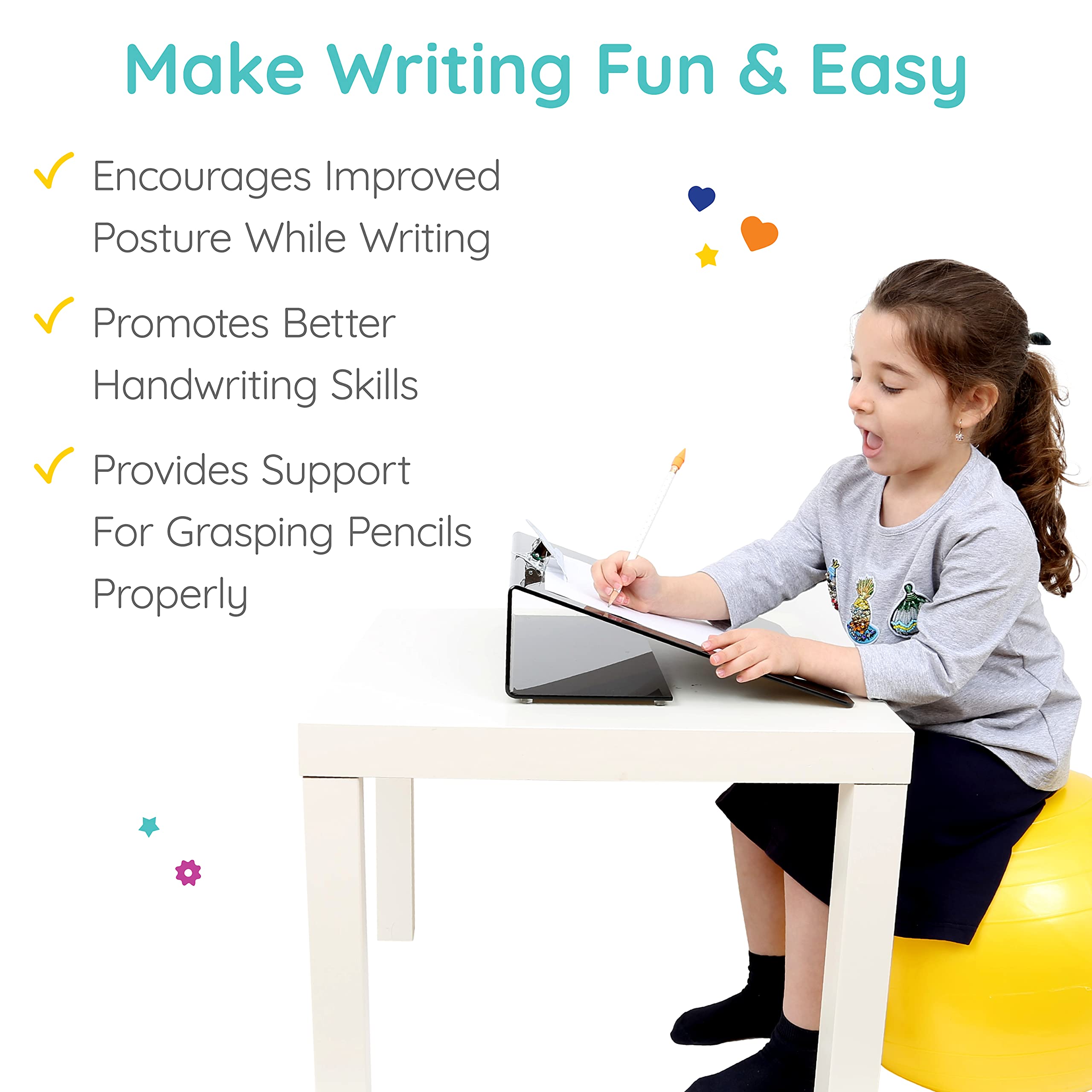 Large Write Slant Board for Kids - 14x15x5 Inch Non-Slip Writing Slope to Improve Handwriting & Posture - Ergonomic Writing Stand for School & Homework - Perfect for Classroom, Homeschool & Occupational Therapy