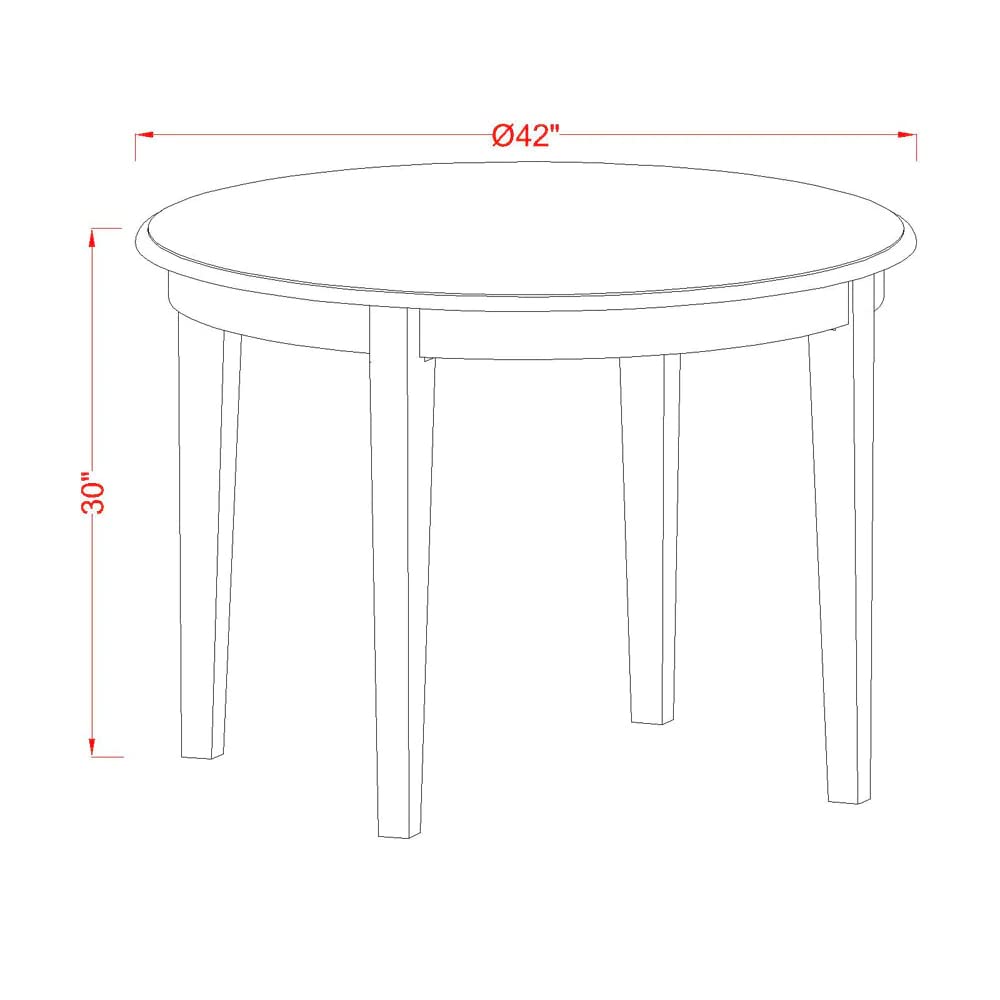 East West Furniture BOWE5-WHI-W 5-Piece Round Dining Table Set with 4 Chairs, 42x42 Inch, Linen White - Perfect for Small Kitchens, Breakfast Nooks & Cozy Dining Spaces