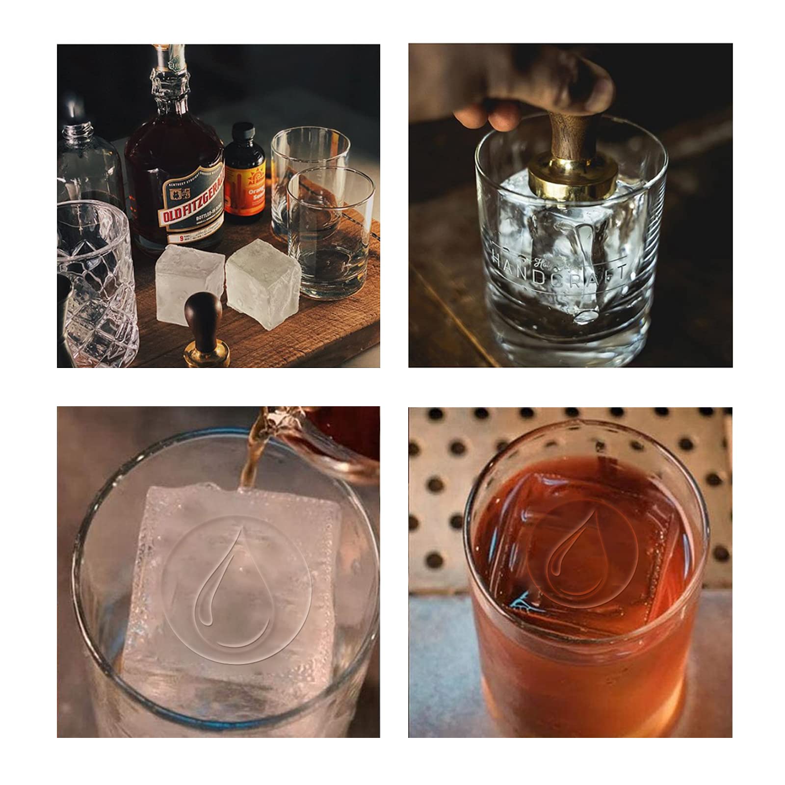 Premium Ice Branding Stamp - CRASPIRE Ice Stamp with Wood Handle & Velvet Pouch | Removable Brass Head for Cocktails, Ice Cubes & Beverage Branding | Perfect for Home Bars, DIY Drinks & Crafting | Water Droplet Wax Seal Design for Professional Drink Presentation