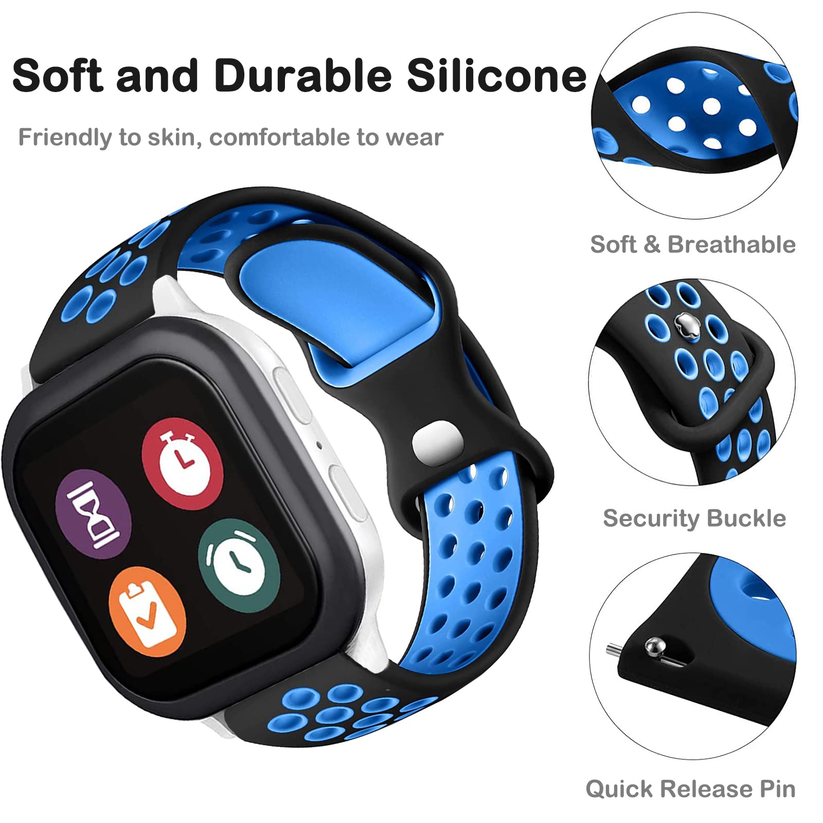 2 Pack Silicone Sport Band for Gizmo Watch 3/2/1, Gabb Watch 3e/3/2/1, SyncUp & Cosmo JrTrack - Soft Breathable Small Smartwatch Replacement Bands for Kids Active Play & Daily Wear