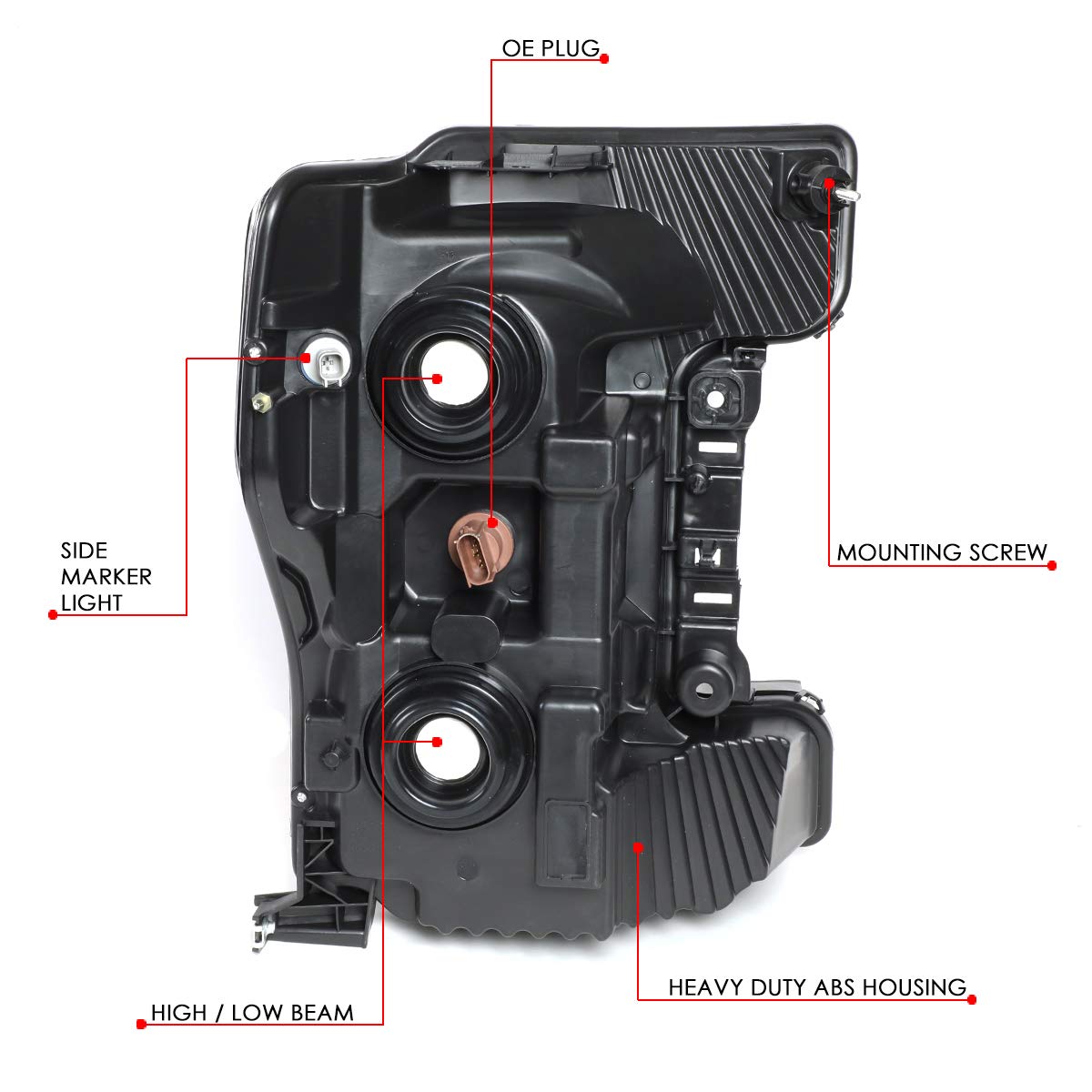 Auto Dynasty Halogen Headlights for Ford F250 F350 Super Duty 2017-2019 - Black Smoke Lens for Off-Road & Night Driving