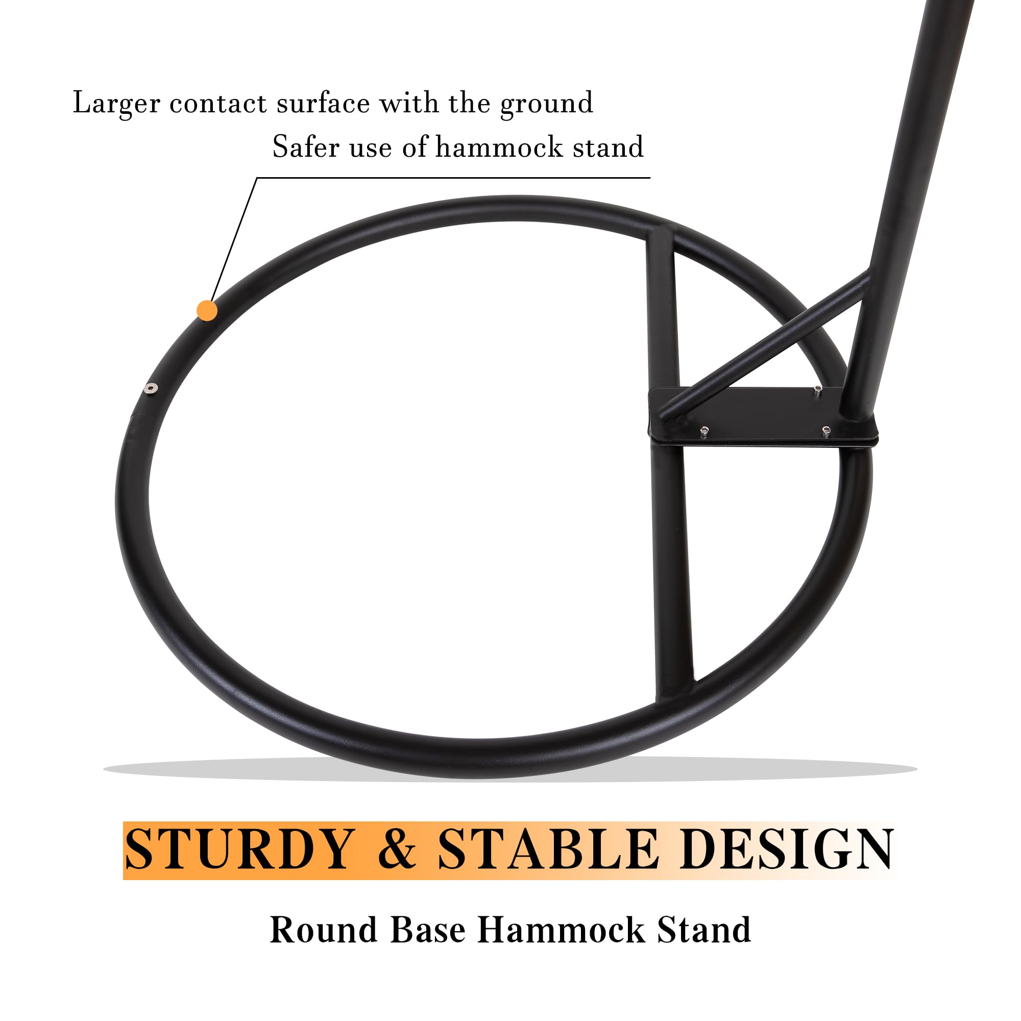 Heavy Duty Powder Coated Round Base Hammock Stand for Indoor & Outdoor Use - Durable Hanging Stand for Hammock Chairs (Black) | Perfect for Patio, Garden, Backyard Relaxation & Porch Swing