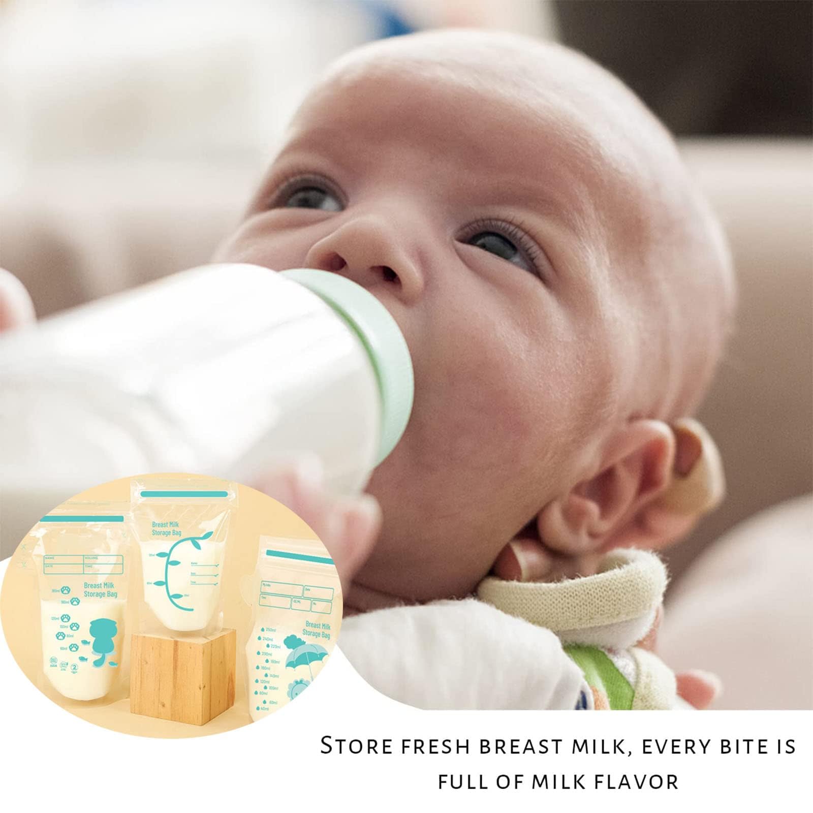 30 Breast Milk Storage Bags - 250ml Pre-Sterilized Freezer Bags with Double Leak-Proof Seal | Stand-Up Design for Easy Storage | Essential Breastfeeding Supplies for Nursing Moms | Perfect for Home, Travel, and Work Use