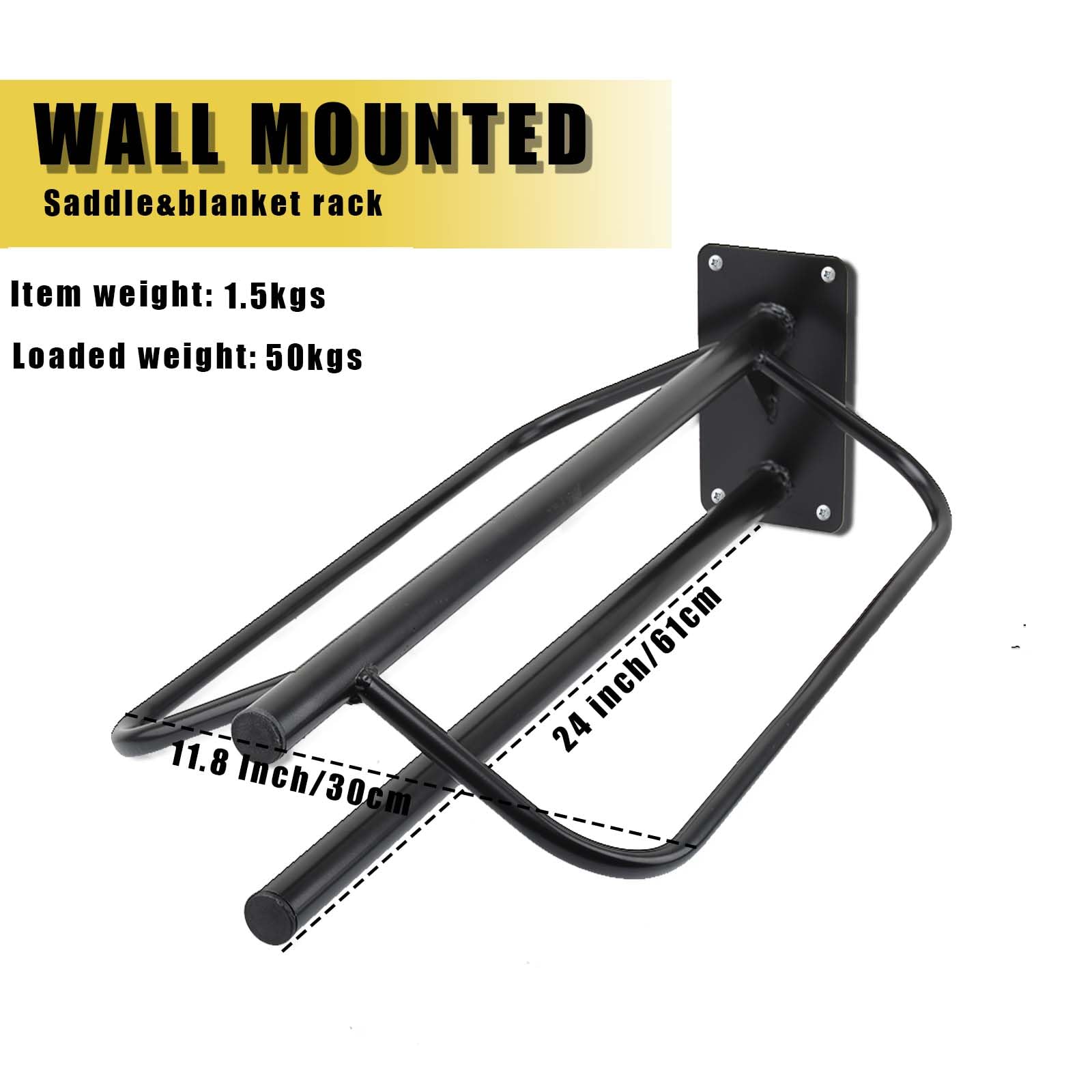 4 Pack Heavy Duty Wall Mounted Saddle Rack with Pad Bar - Sturdy English & Western Saddle Stand for Horses, Blankets & Tack Organization - Perfect for Barns, Stables & Equestrian Storage (Black)