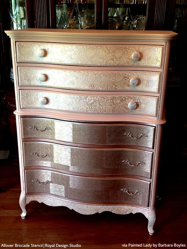Allover Brocade Furniture Stencil - Reusable DIY Painting Template for Wood, Fabric & Walls - Perfect for Home Decor, Crafts & Upcycling Projects
