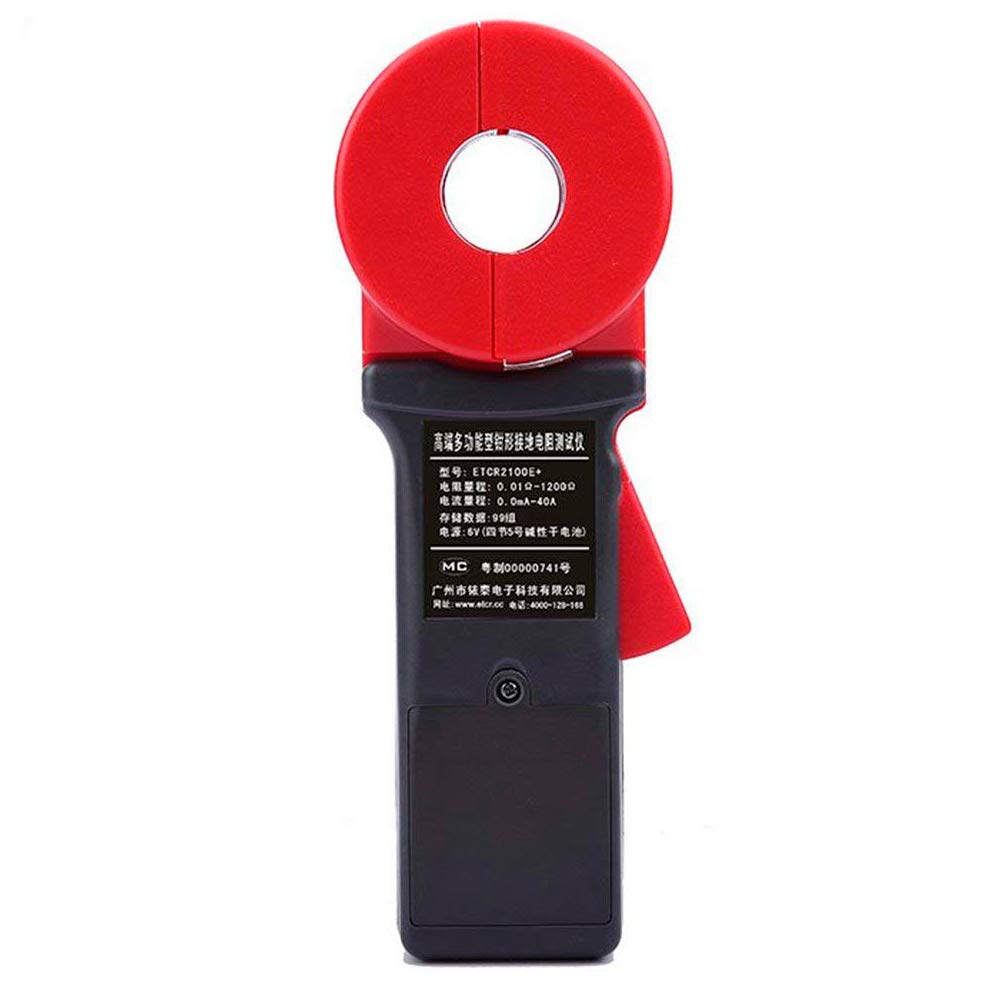 ETCR2100E+ Digital Clamp Ground Earth Resistance Tester - 0.01Ω to 1200Ω Range, 0.00mA to 40.0A Current Measurement, 99 Data Storage - Perfect for Electricians, HVAC Technicians & Industrial Maintenance