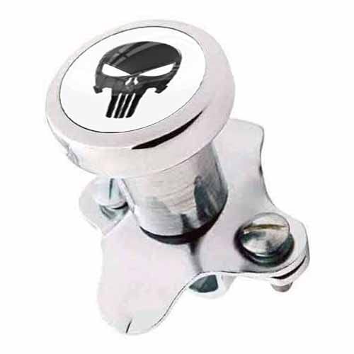 Polished Billet Aluminum Steering Wheel Spinner Knob - Suicide Brody Knob for Hot Rod, Custom Car, Truck, SUV, Tractor Trailer & Boat Accessories - Tactical Black Punisher Skull Design - Perfect for Off-Roading, Long Hauls & Vintage Vehicle Customization