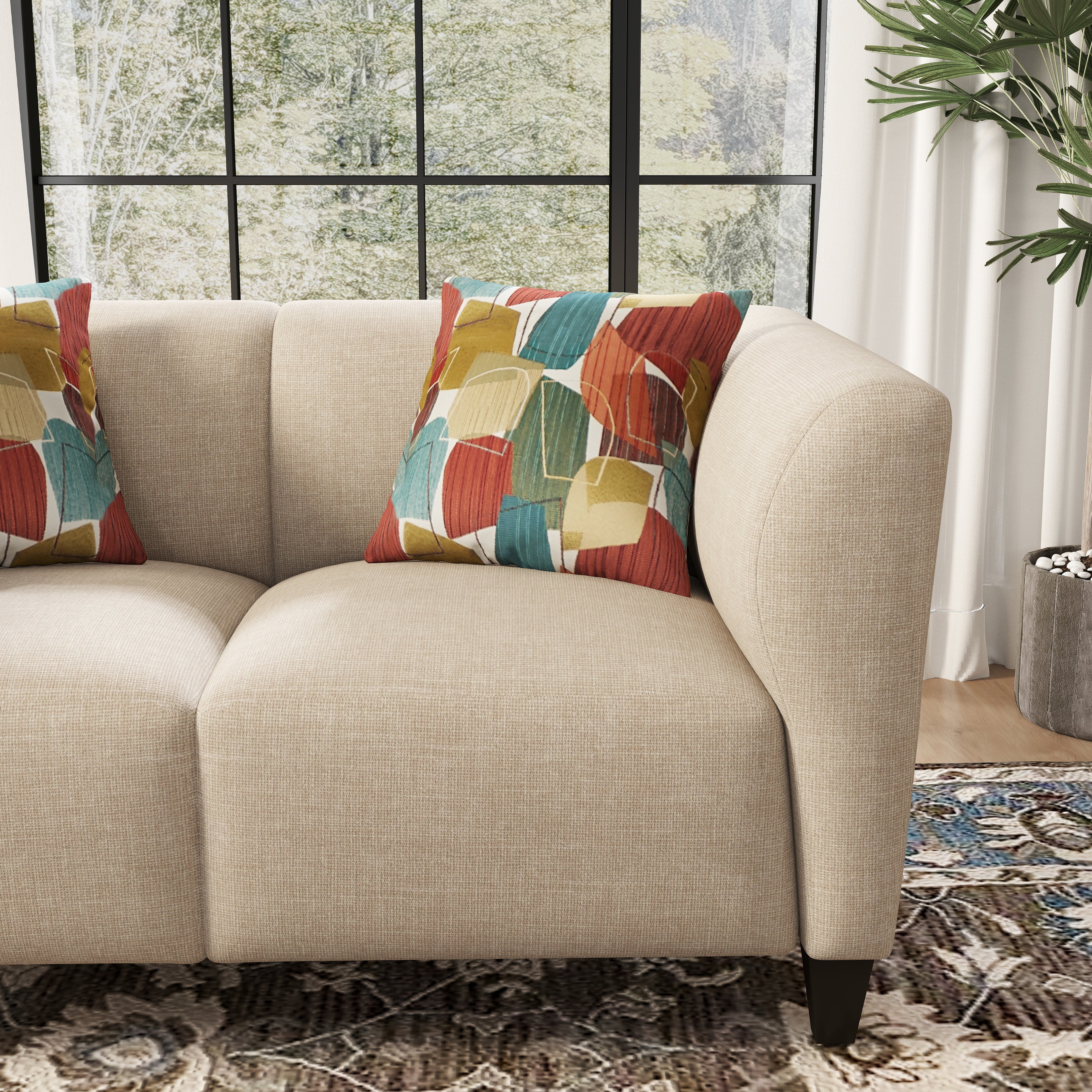 Roundhill Furniture Della Upholstered Sofa and Loveseat Set - Modern Living Room Furniture for Small Spaces | Perfect for Apartments, Condos & Cozy Homes