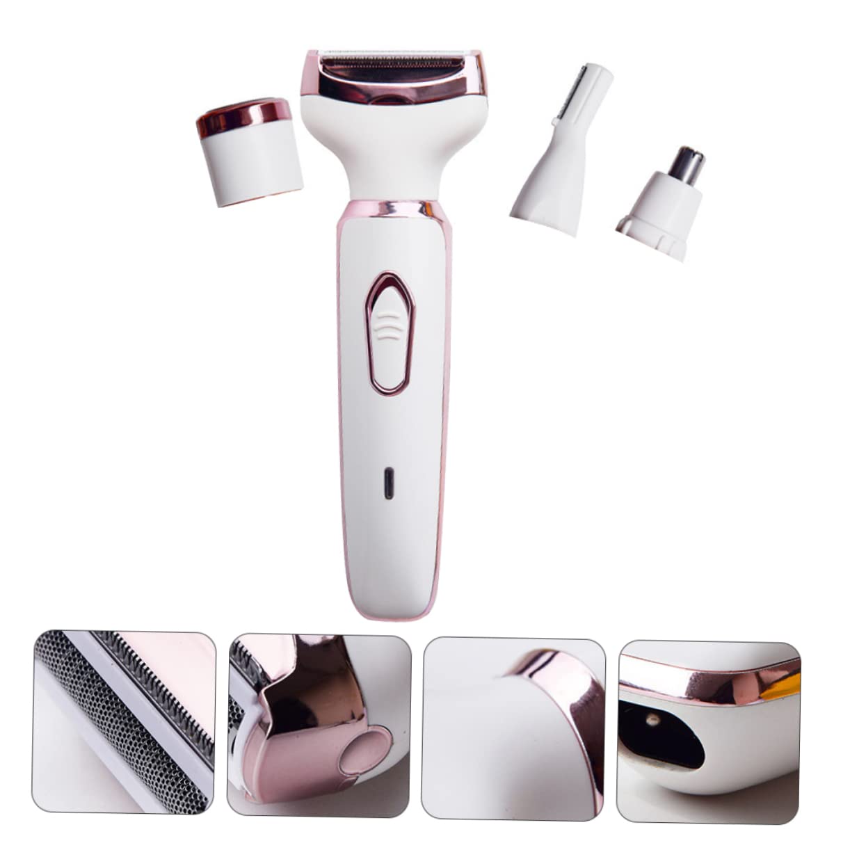 FOMIYES 4-in-1 Electric Nose Hair Trimmer with Serrated Blades - USB Rechargeable Eyebrow & Sideburn Groomer - Compact Travel Size White - Perfect for Men's Grooming, Travel & Personal Care