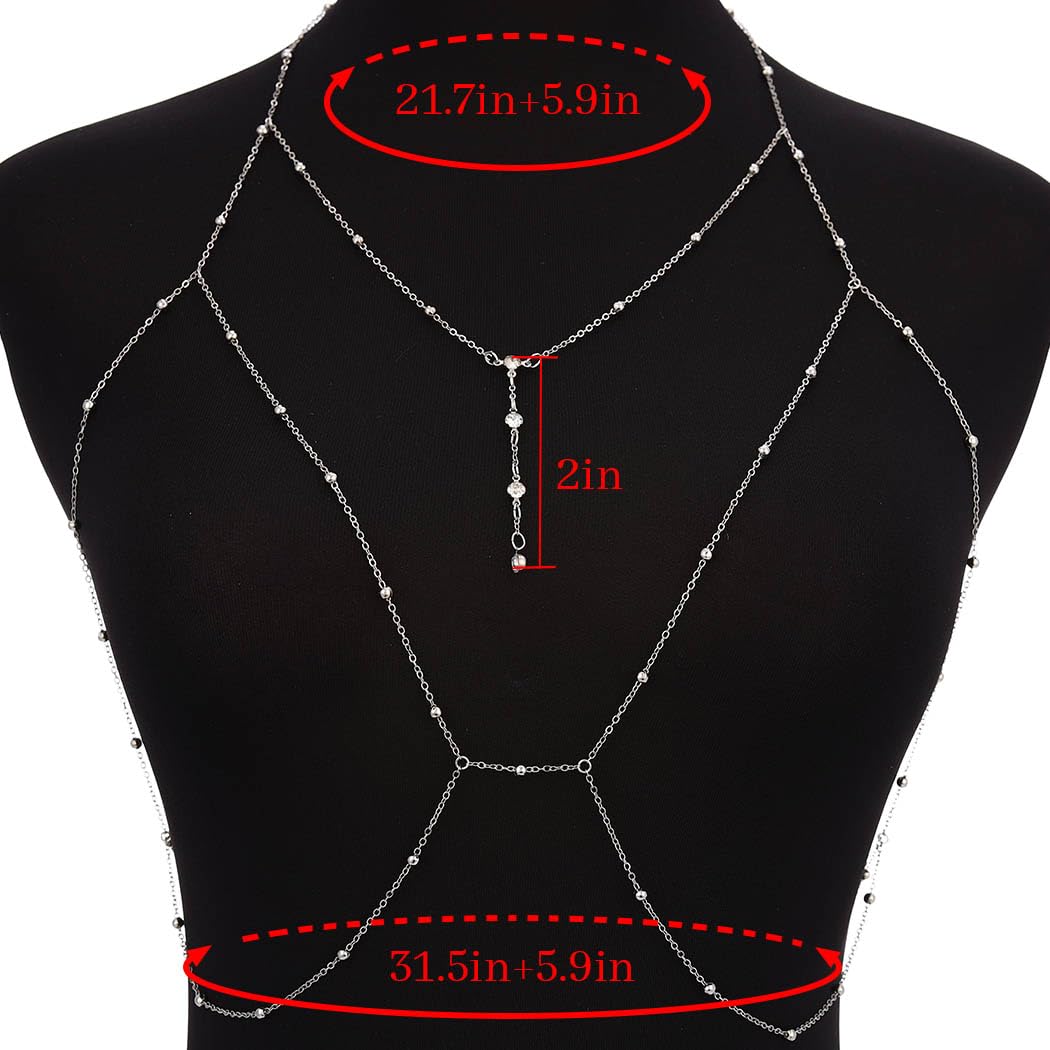 Sexy Crystal Body Chain Jewelry for Women - Layered Beaded Waist Chain, Bra & Bikini Accessory for Beach Parties, Music Festivals and Night Out