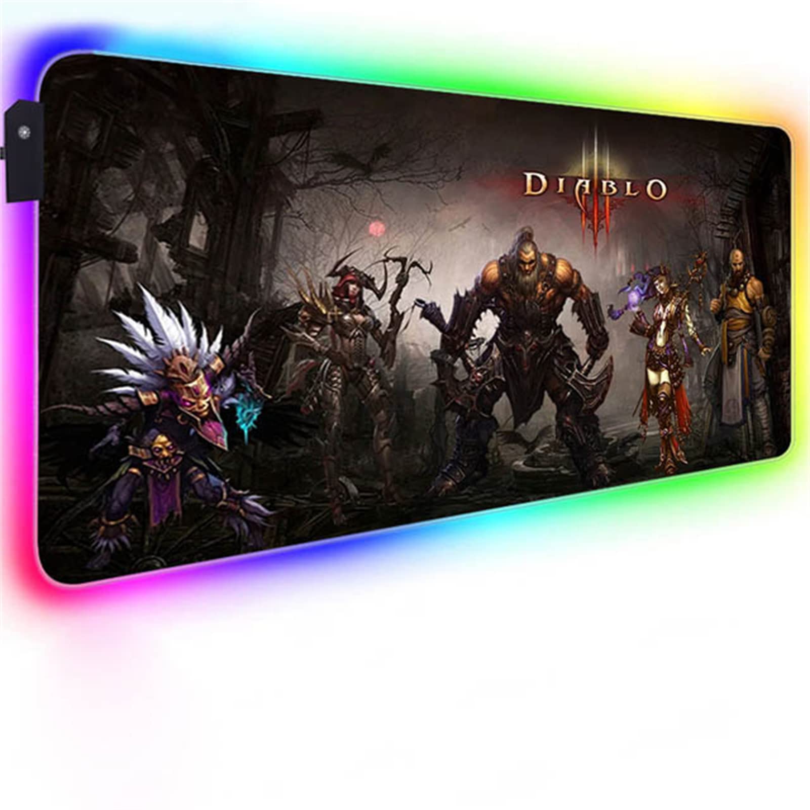 Large RGB Gaming Mouse Pad with 14 LED Modes - Diablo XXL (500x1000mm) for PC Gamers