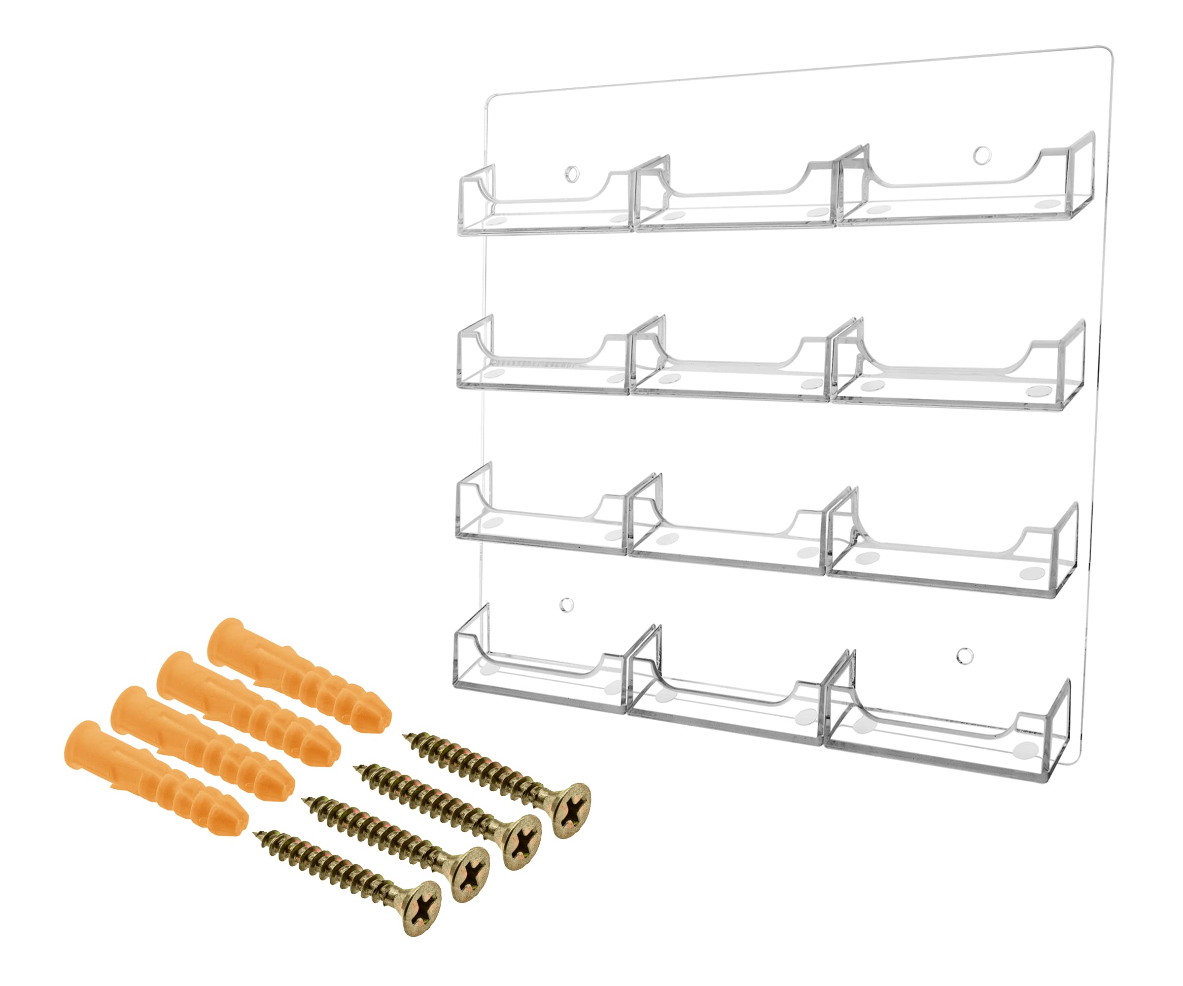 6 Pack Clear Acrylic Wall Business Card Holders - 12 Slots for 3.5