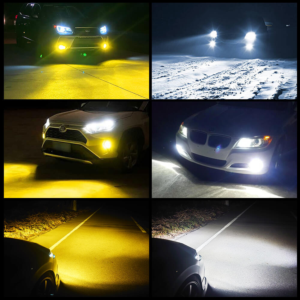 AUXITO H11 H8 H9 LED Fog Light Bulbs - 300% Brighter, Fanless Design, 6000K White/3000K Golden Yellow, 18W CSP LED Chips - Perfect for Trucks, SUVs, and Off-Road Vehicles in Foggy or Low Visibility Conditions
