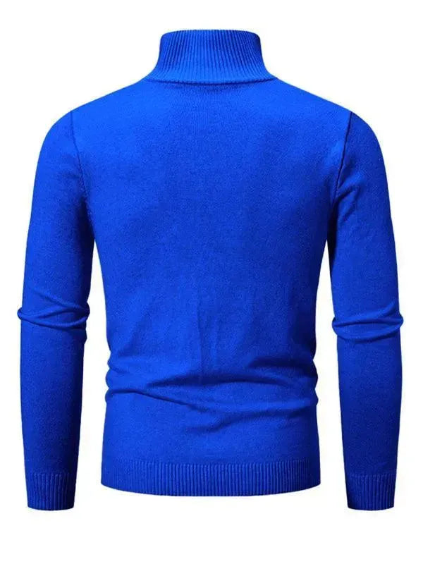 Men's Zipper Turtleneck Pullover Sweater - Warm Winter Knitwear for Casual Outfits & Office Wear