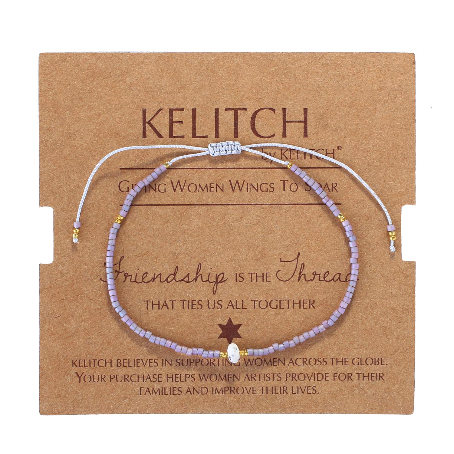 KELITCH Agate Seed Beads Friendship Bracelets for Women - Thin Stretch Beaded Bracelet Set - Boho Beach Jewelry for Summer, Gift for Best Friend, Sister, Birthday, Party & Vacation Accessories