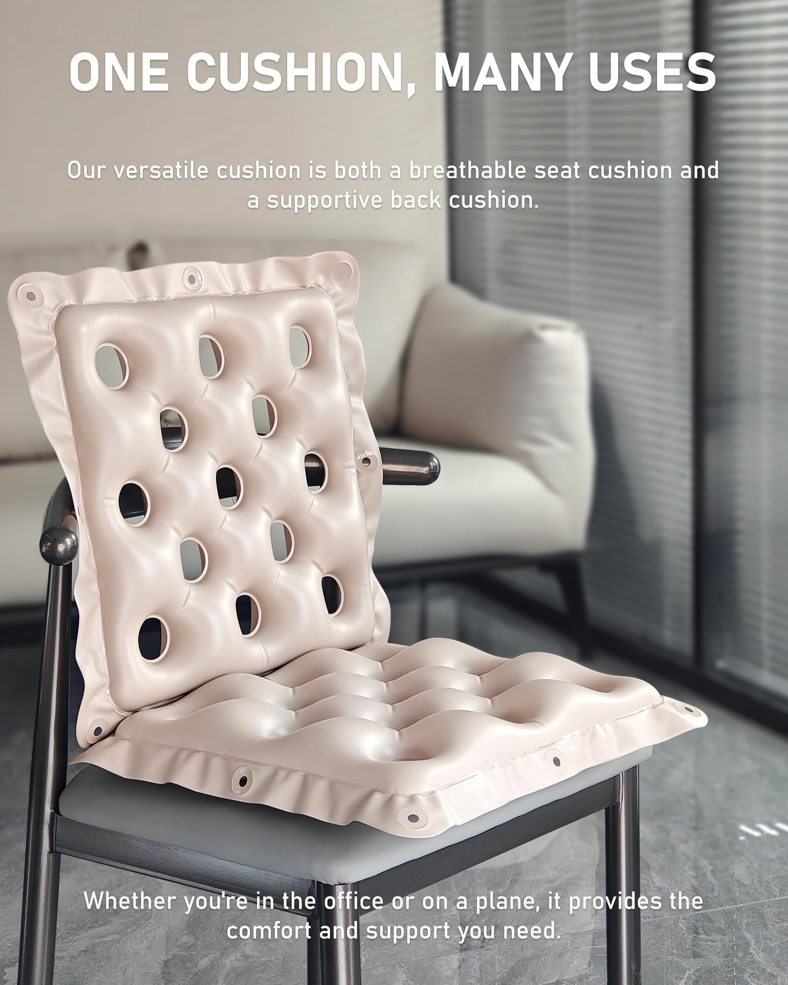 Inflatable Seat Cushion for Tailbone & Sciatica Pain Relief - Office & Stadium Use