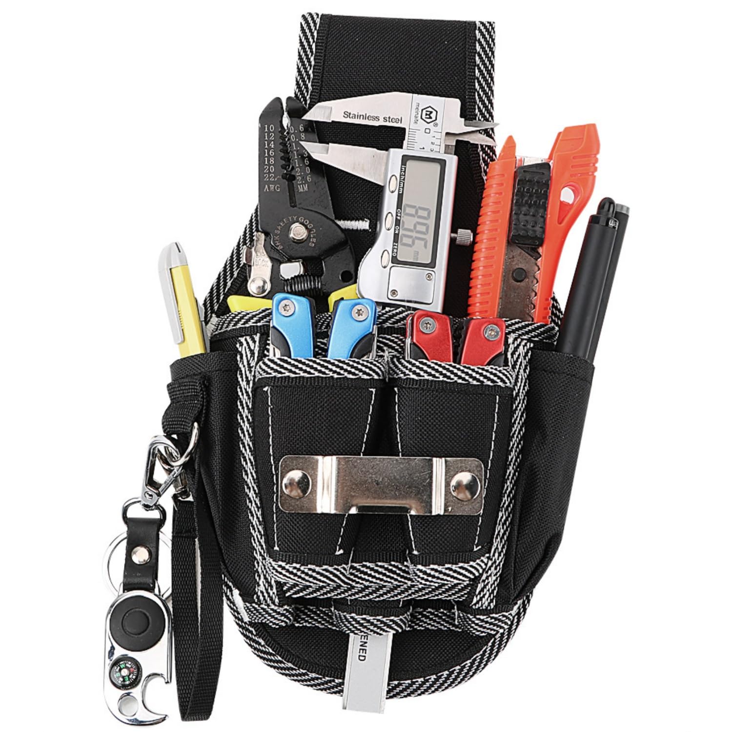 Professional Electrician Waist Tool Pouch with Screwdriver Holder - Durable Tool Organizer Storage Bag for DIY, Electricians, Carpenters & Builders - Perfect for Construction, Home Repair & Workshop Projects
