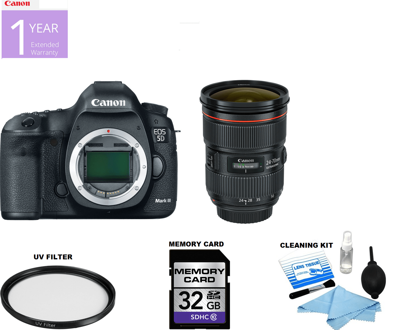 Canon EOS 5D Mark IV 30.4MP Full Frame DSLR Camera with 24-70mm f/2.8L II USM Lens - Professional Photography for Weddings, Portraits & Travel (USA Version)