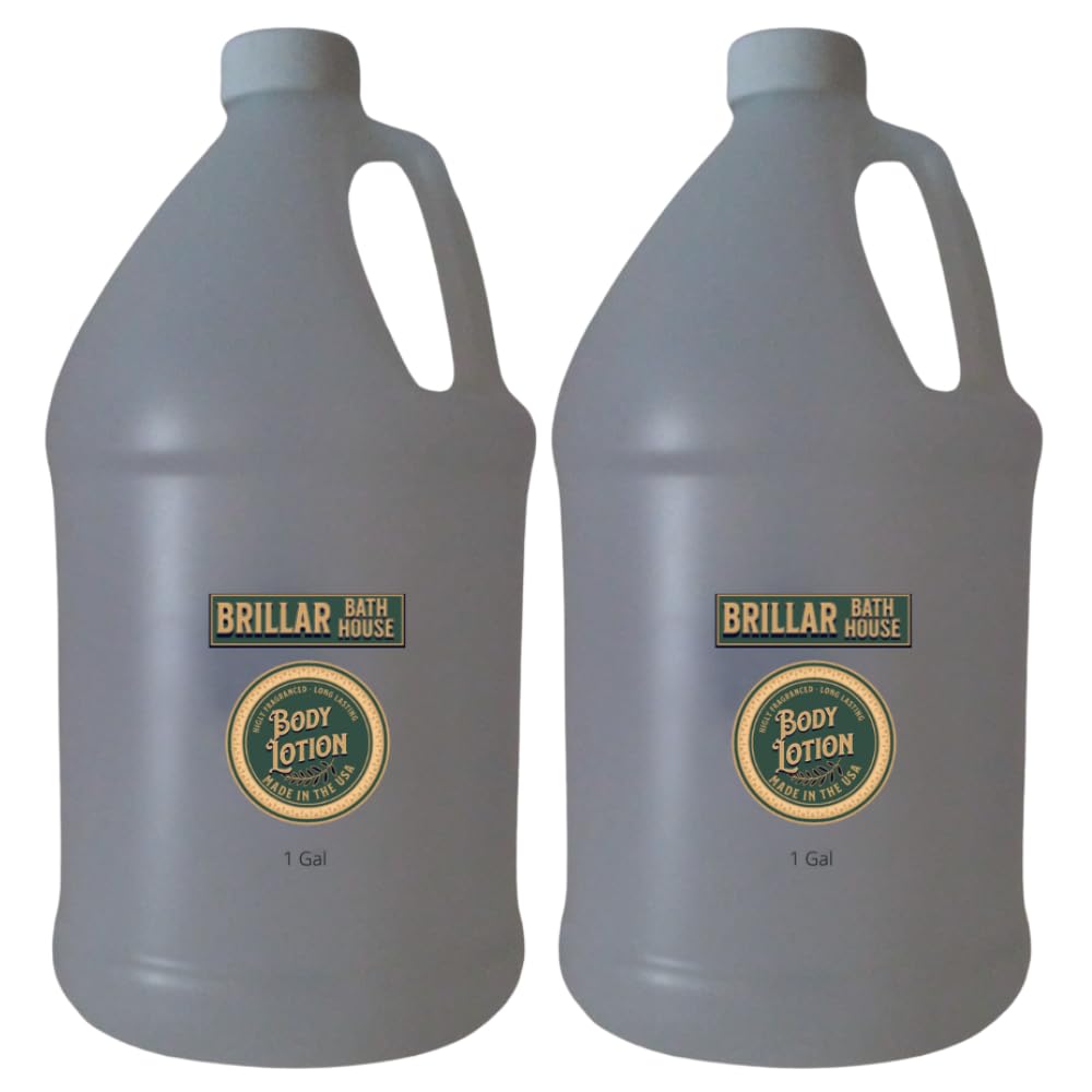 Brillar Bath House Absinthe Scented Shimmering Body Lotion with Olive Oil - 1 Gallon (2 Pack) | Moisturizing & Glowing Skin Care for Spa, Massage & Home Relaxation
