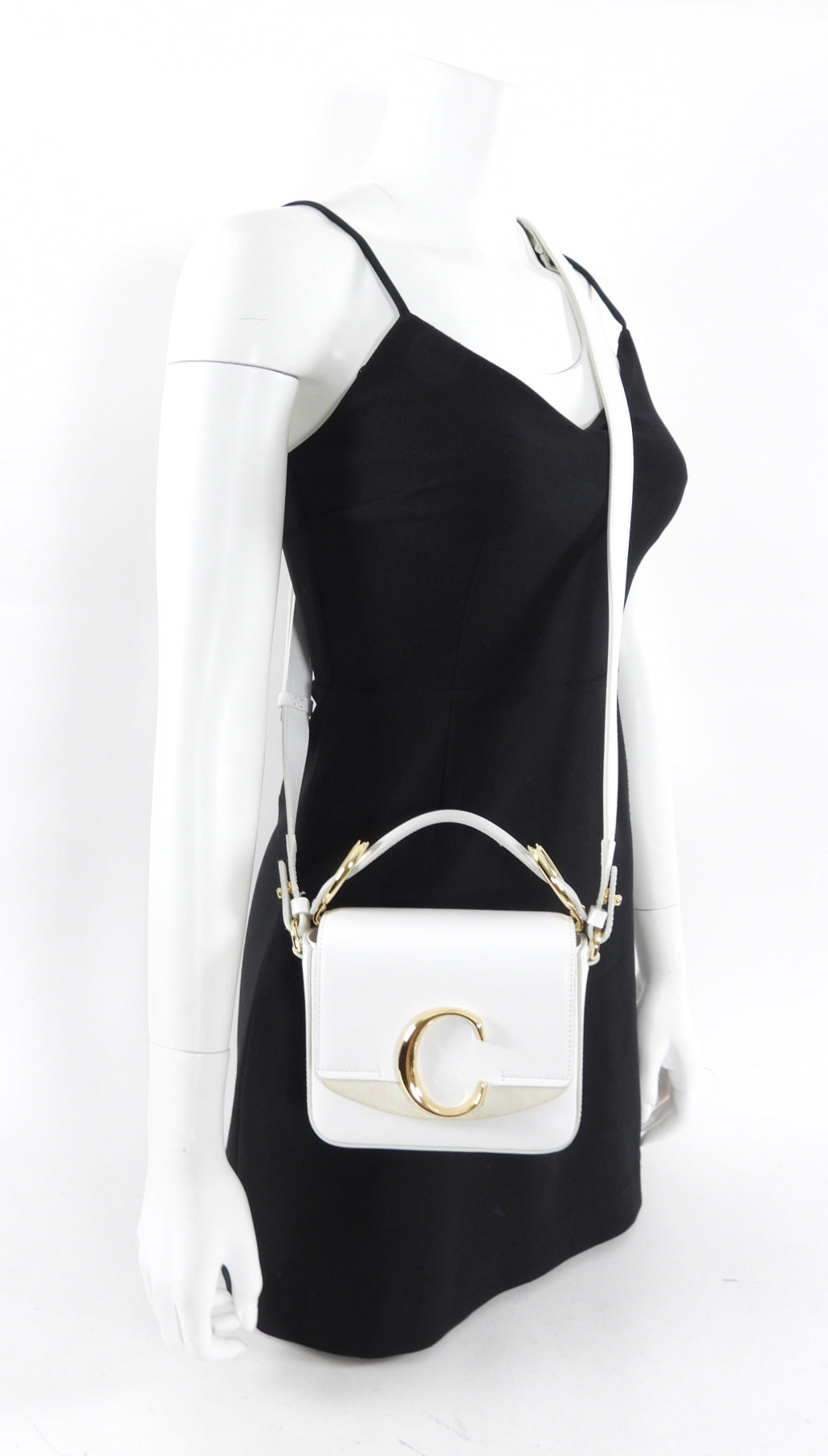 Chloe Mini C Crossbody Bag for Women - Small White Leather Shoulder Purse - Perfect for Everyday Use, Travel & Date Nights