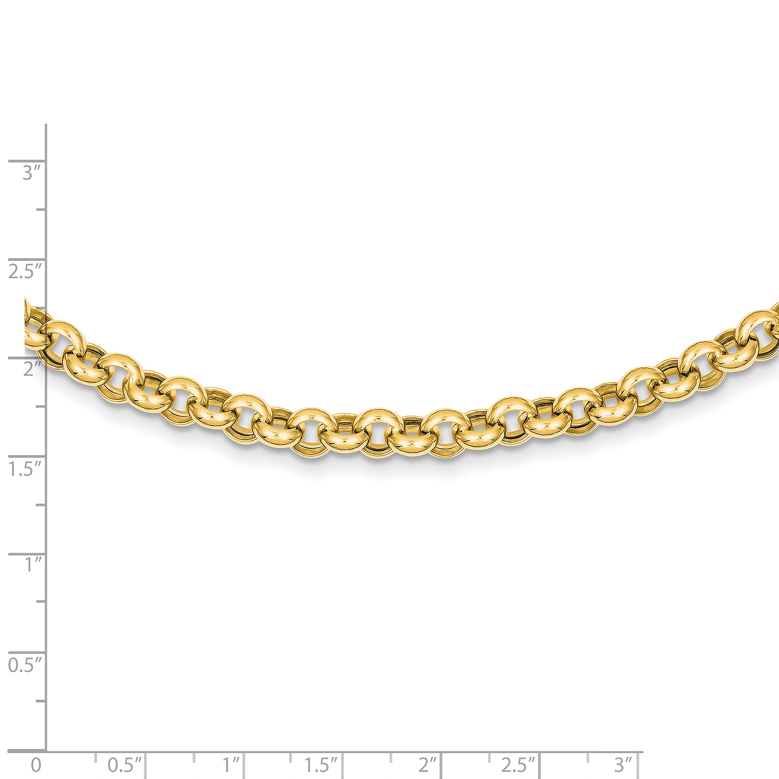 14K Yellow Gold 7mm Polished Fancy Rolo Link Chain Necklace, Bracelet & Anklet - 18 Inch | Elegant Jewelry for Women, Perfect for Weddings, Parties & Everyday Wear