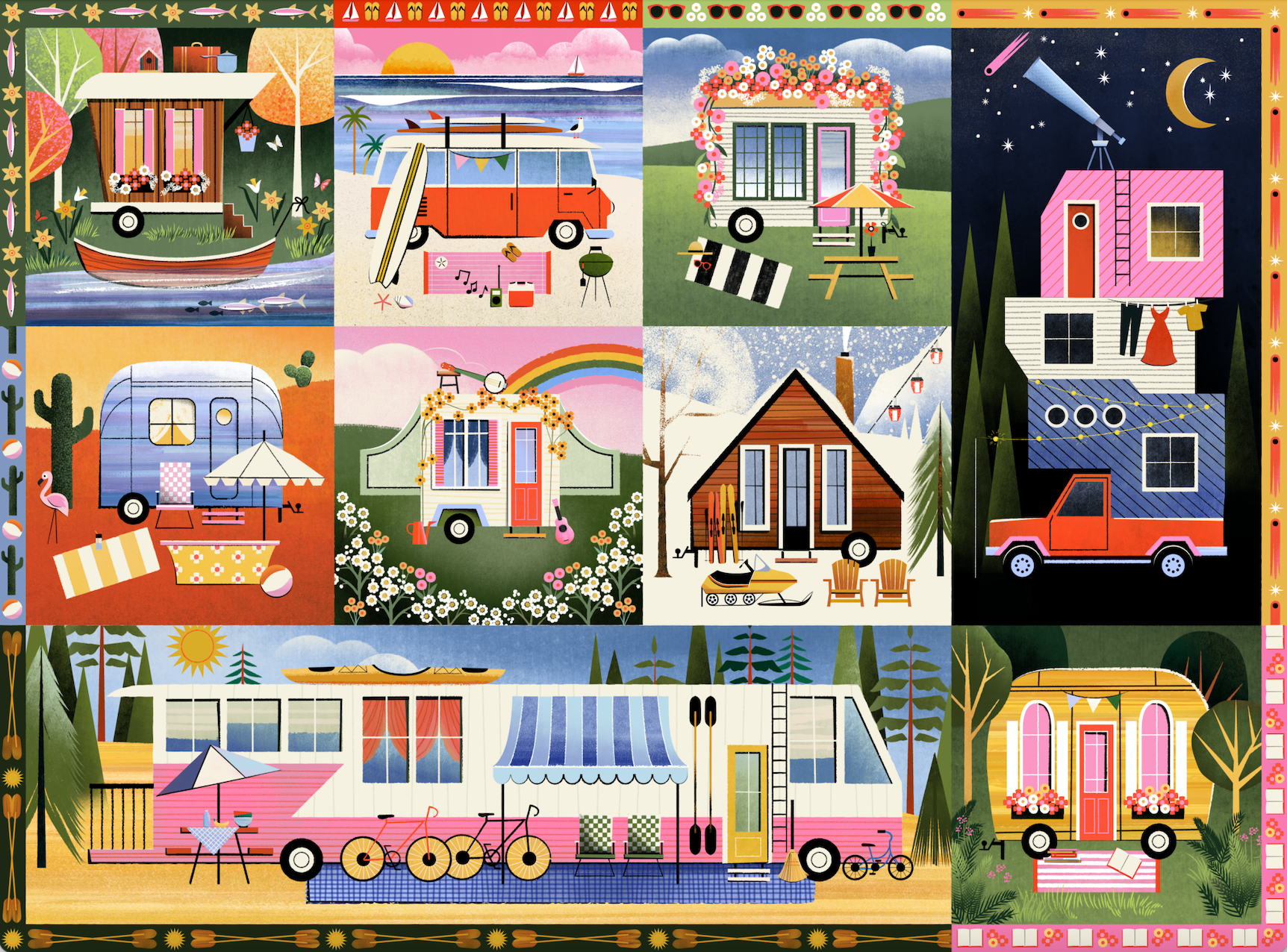Happy Campers 1000 Piece Jigsaw Puzzle - Perfect for Family Game Night & Relaxation Activities