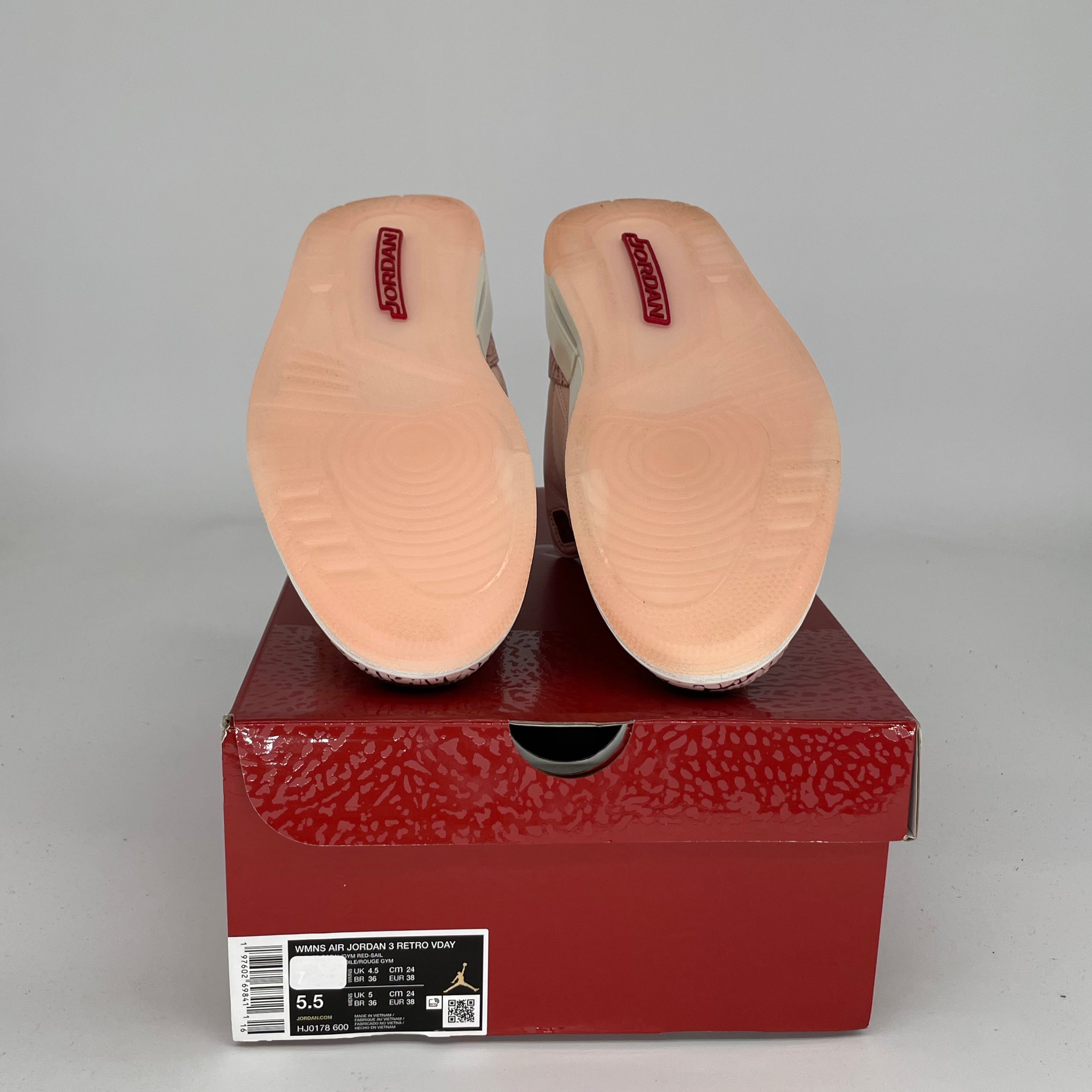 AIR JORDAN 3 VALENTINES DAY SNEAKERS - WOMEN'S SIZE 5.5/7W (HJ0178 600) - Perfect Gift for Valentine's Day, Anniversary or Special Occasions