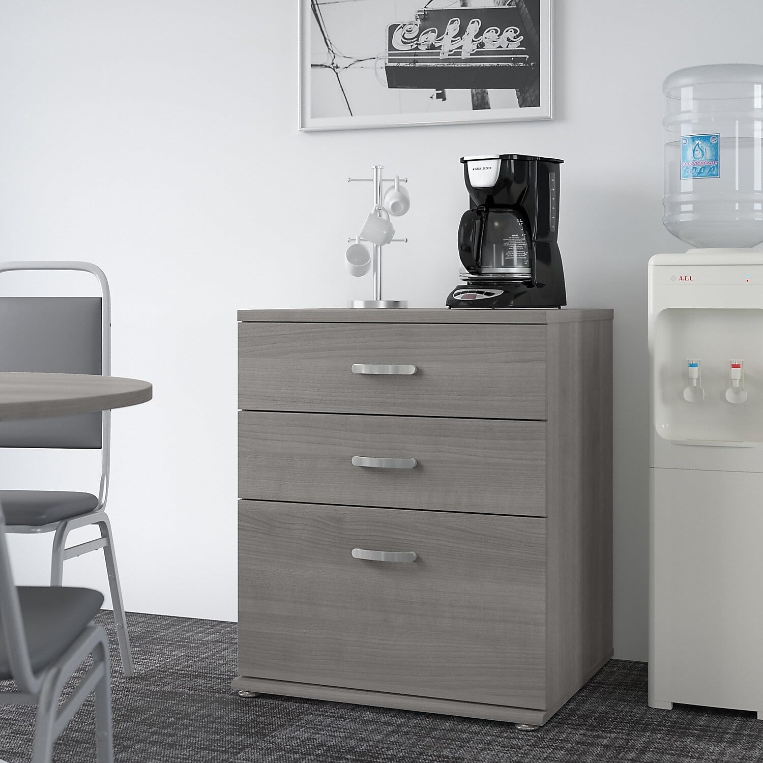Bush Business Furniture Universal Floor Storage Cabinet with 4 Drawers - Platinum Gray for Office, Home, or Classroom Organization