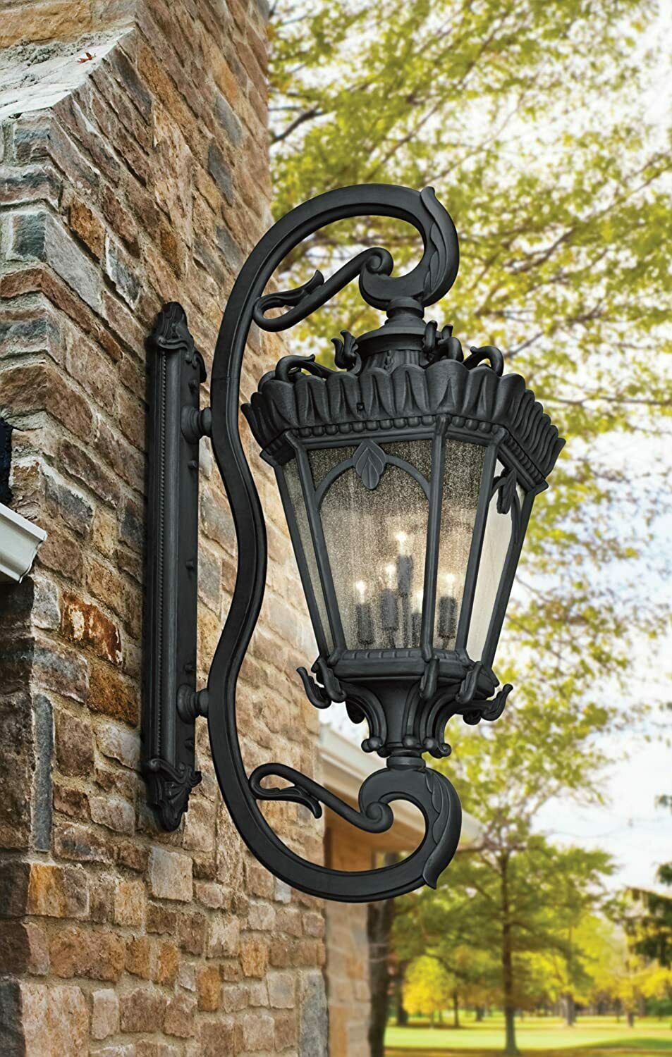 Kichler Lighting 9362BKT Tournai Collection Large 5-Light Outdoor Wall Lantern - Textured Black Finish - Perfect for Porch, Patio, Garden & Exterior Home Lighting