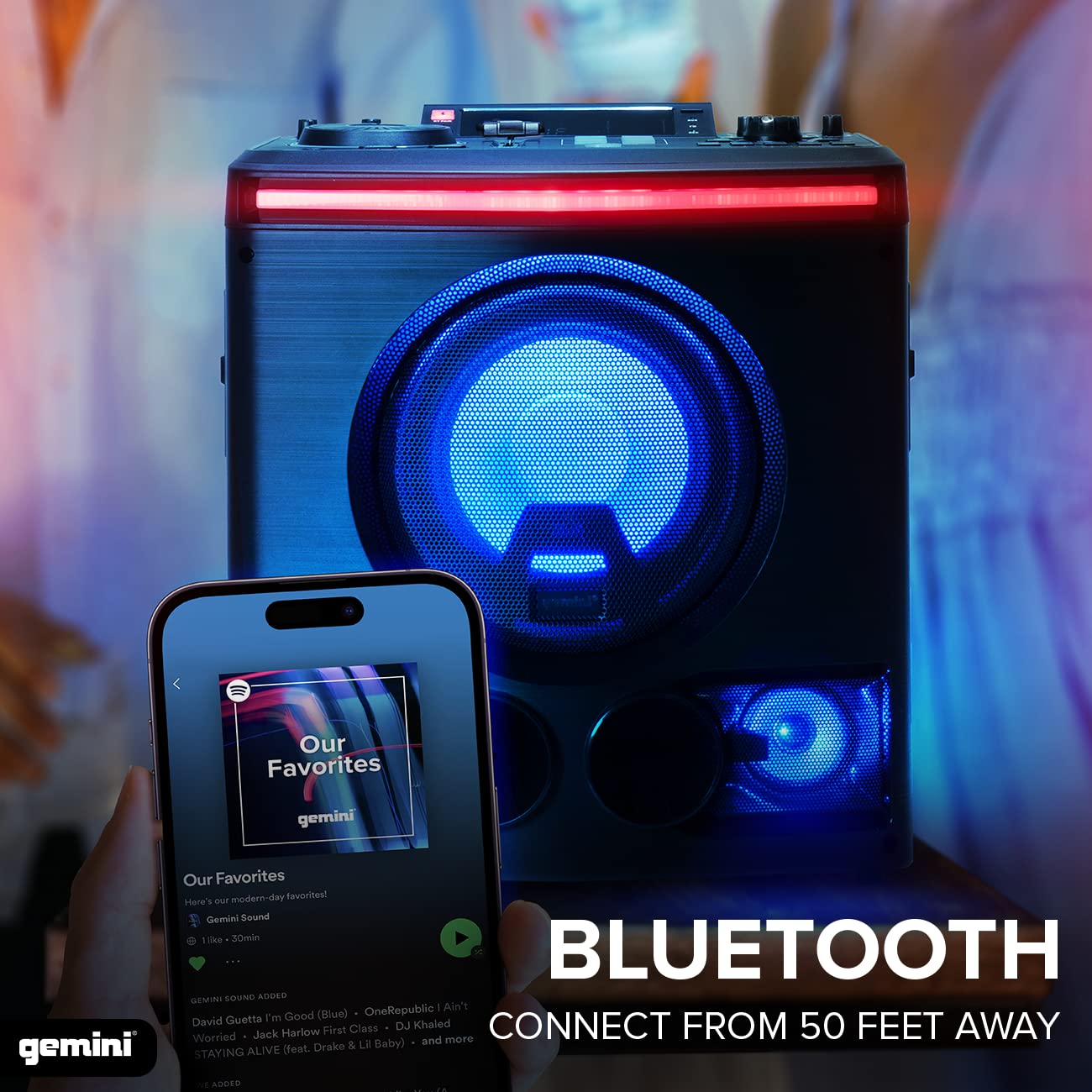 Gemini Sound GPK-800 2400W Bluetooth Karaoke Speaker with USB, FM Radio, Dual Mic Inputs, Multi-Color LED Lights & DJ Sound Effects - Perfect for Home Parties, Events, and Entertainment