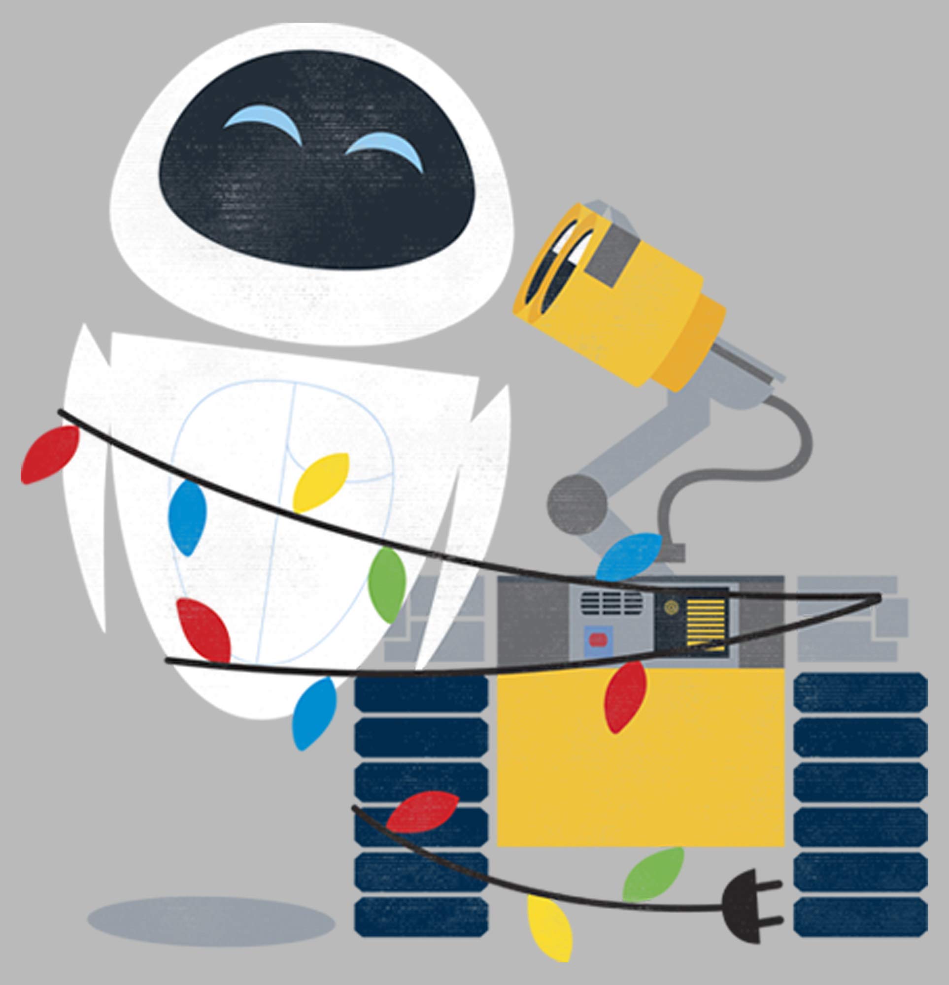 Junior's Wall-E Christmas Light Robots T-Shirt - Fun Disney Pixar Character Graphic Tee for Kids | Holiday Gifts & Christmas Party Outfits