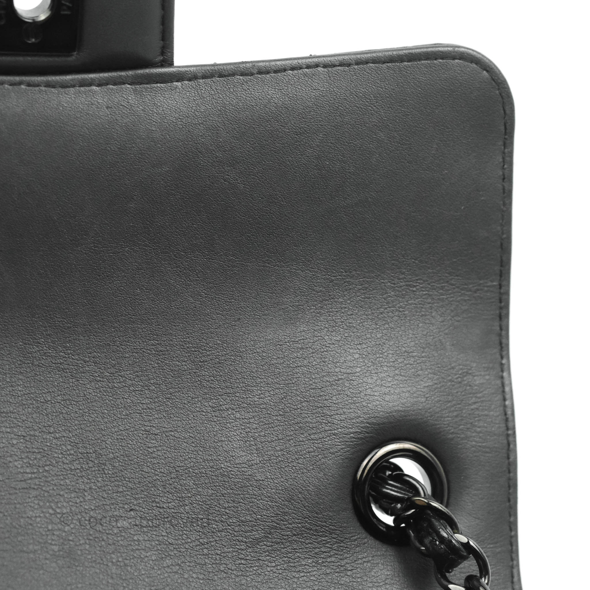 Chanel Chevron Mini Rectangular Flap Bag in Black Crumpled Patent Leather with So Black Hardware - Perfect for Evening Events & Luxury Fashion Accessories