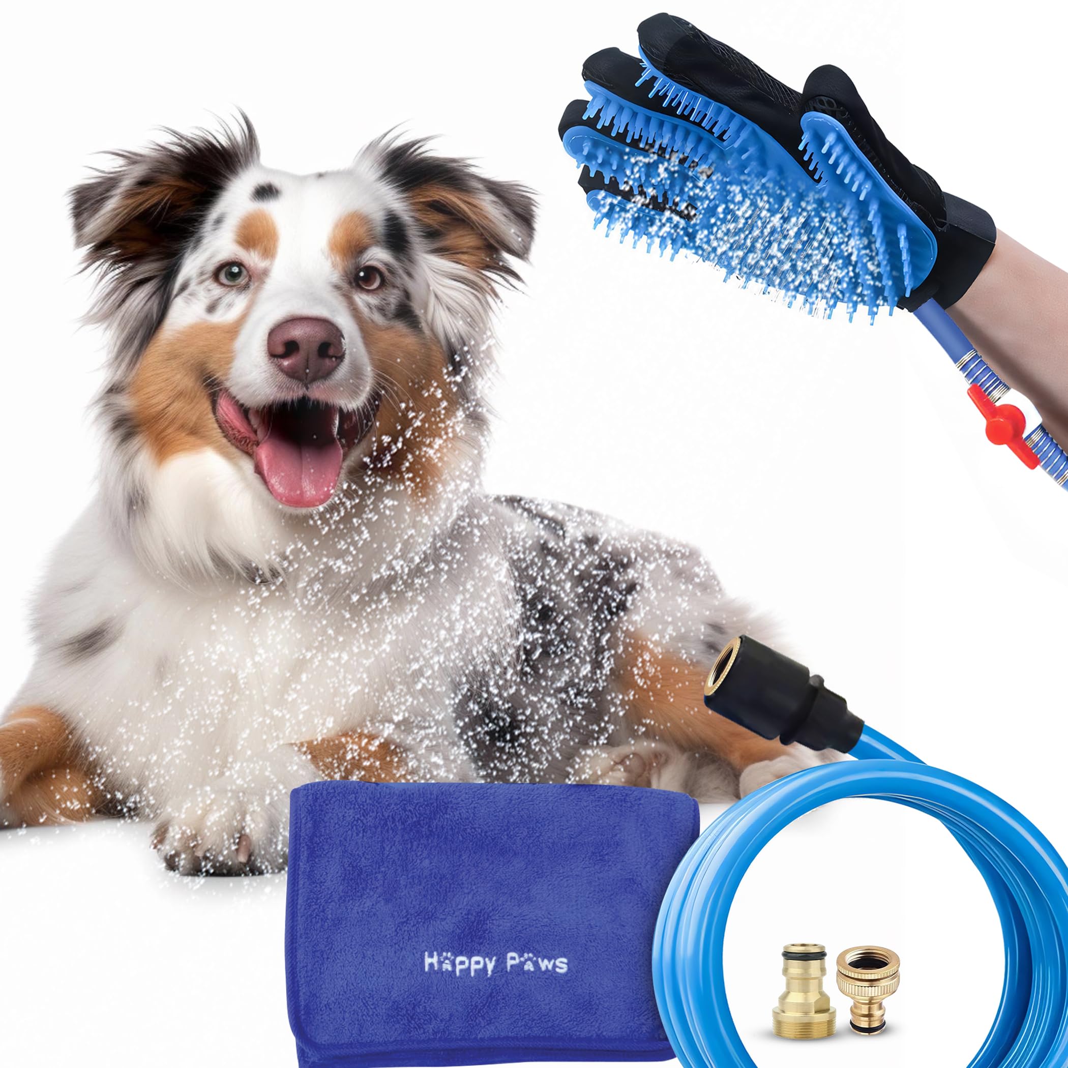 Dog Bath Brush Sprayer Glove and Scrubber Tool | Pet Grooming Supplies for Long & Short Hair Dogs | Waterproof Bathing Gloves for Dogs | Perfect Easter Gift for Dog Owners & Lovers | Use During Bath Time for Gentle Cleaning & Massage