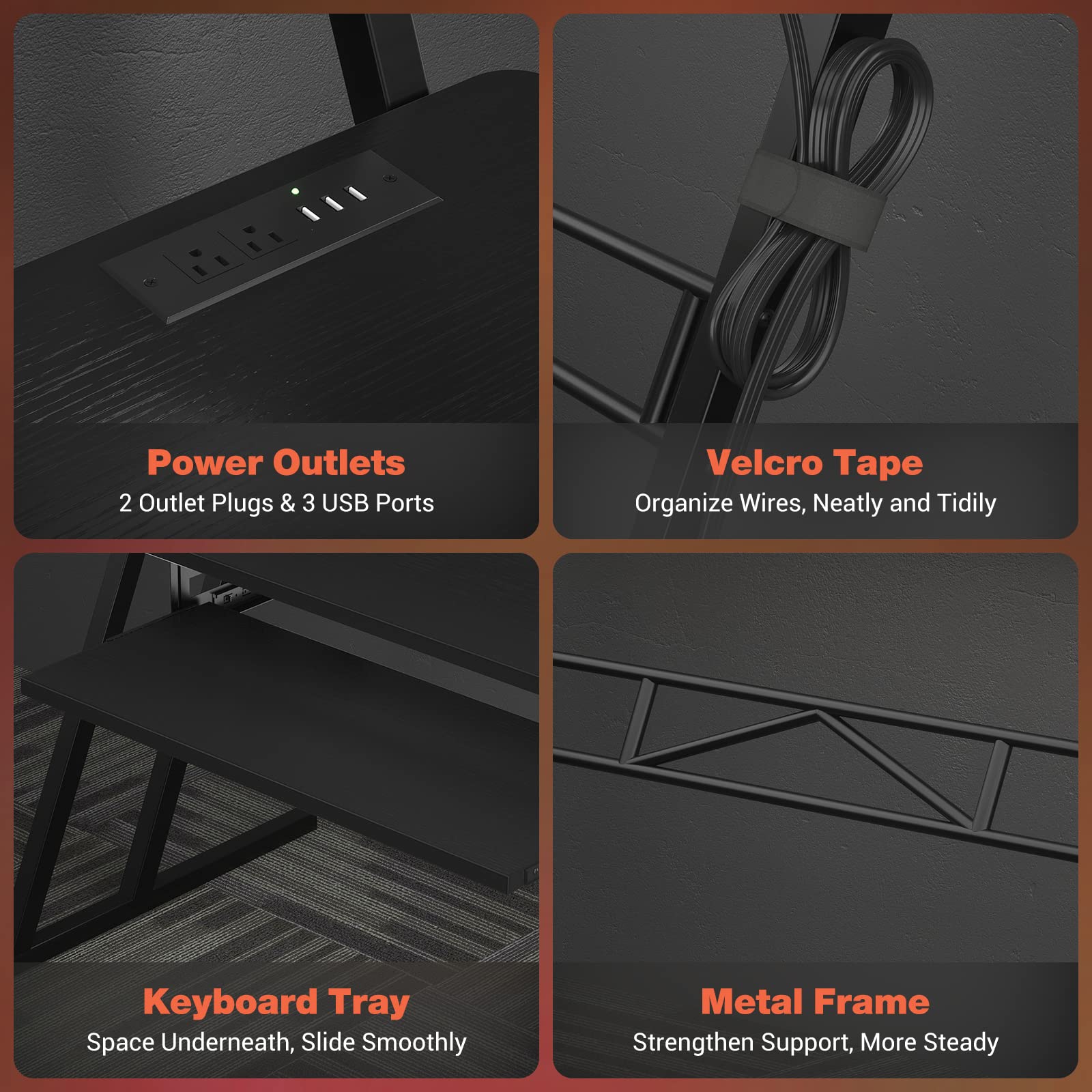 Armocity Music Studio Desk with Power Outlets & RGB LED Lights - Professional Recording Studio Workstation for Music Producers, DJs & Home Studios - Matte Black Design for Home & Professional Music Production Spaces