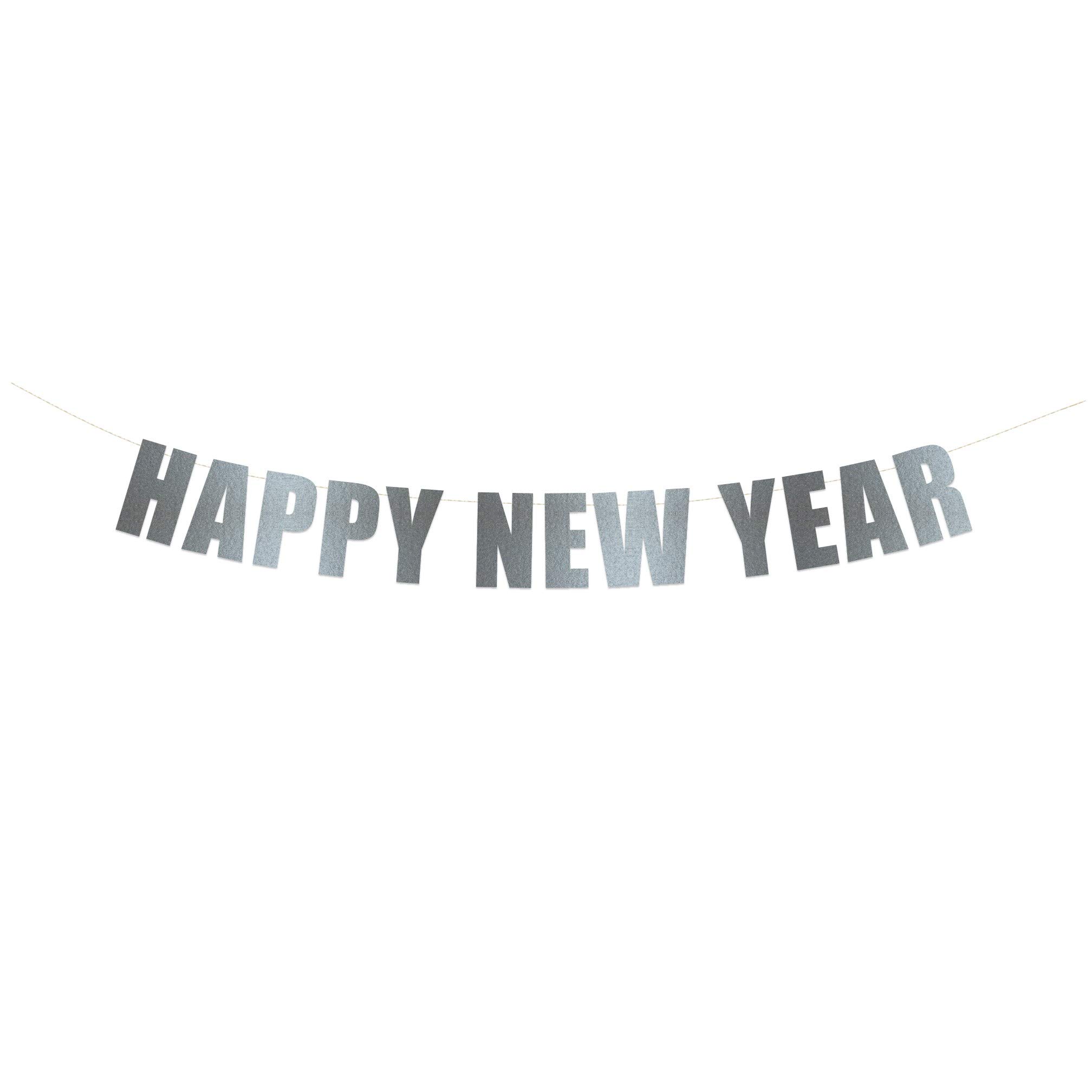 2021 New Year's Party Banner - Silver Happy New Year Sign for Holiday Winter Decorations | Perfect for Home, Office & Festive Celebrations