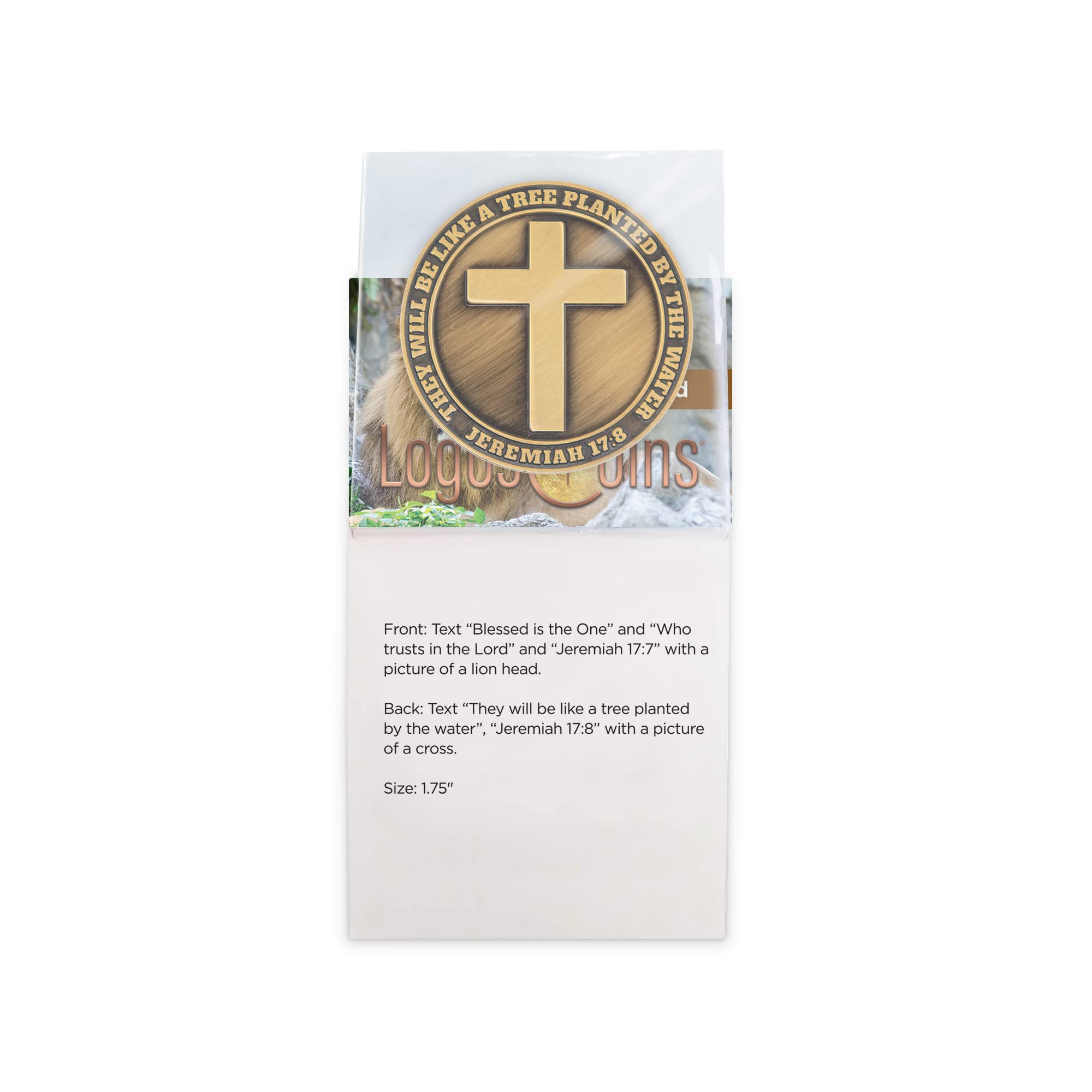 Christian Lion Challenge Coin - Bible Verse Prayer Token for Men, Police & Military - EDC Religious Gift