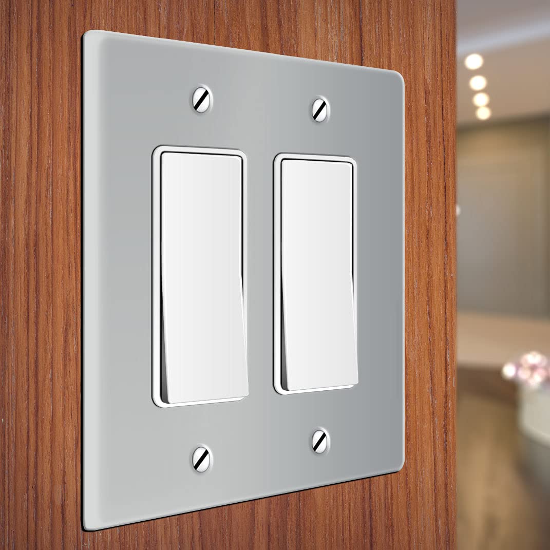 WIRESTER 2-Gang Decorator Light Switch Plate Cover - Solid Light Gray Wall Plate for Home & Office Electrical Outlets | Perfect for Living Rooms, Bedrooms & Hallways