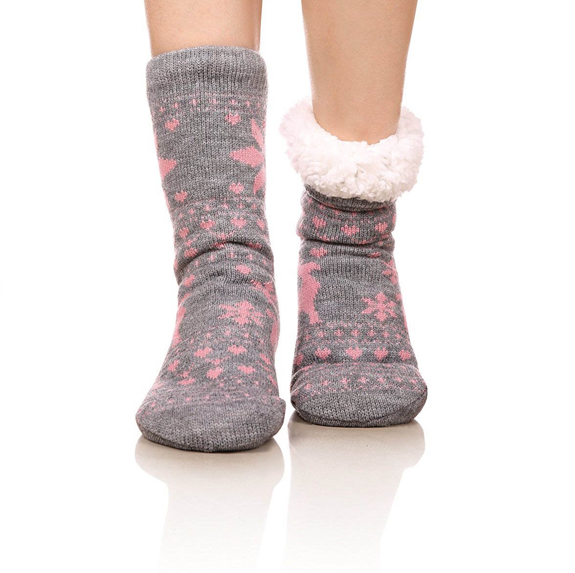 FRALOSHA Women's Fuzzy Warm Slipper Socks Set - 6 Pairs Cozy Anti-Skid House Socks for Winter, Soft Lined Indoor Floor Socks with Gift Box - Perfect for Christmas Gifts, Home Comfort & Cold Weather Wear