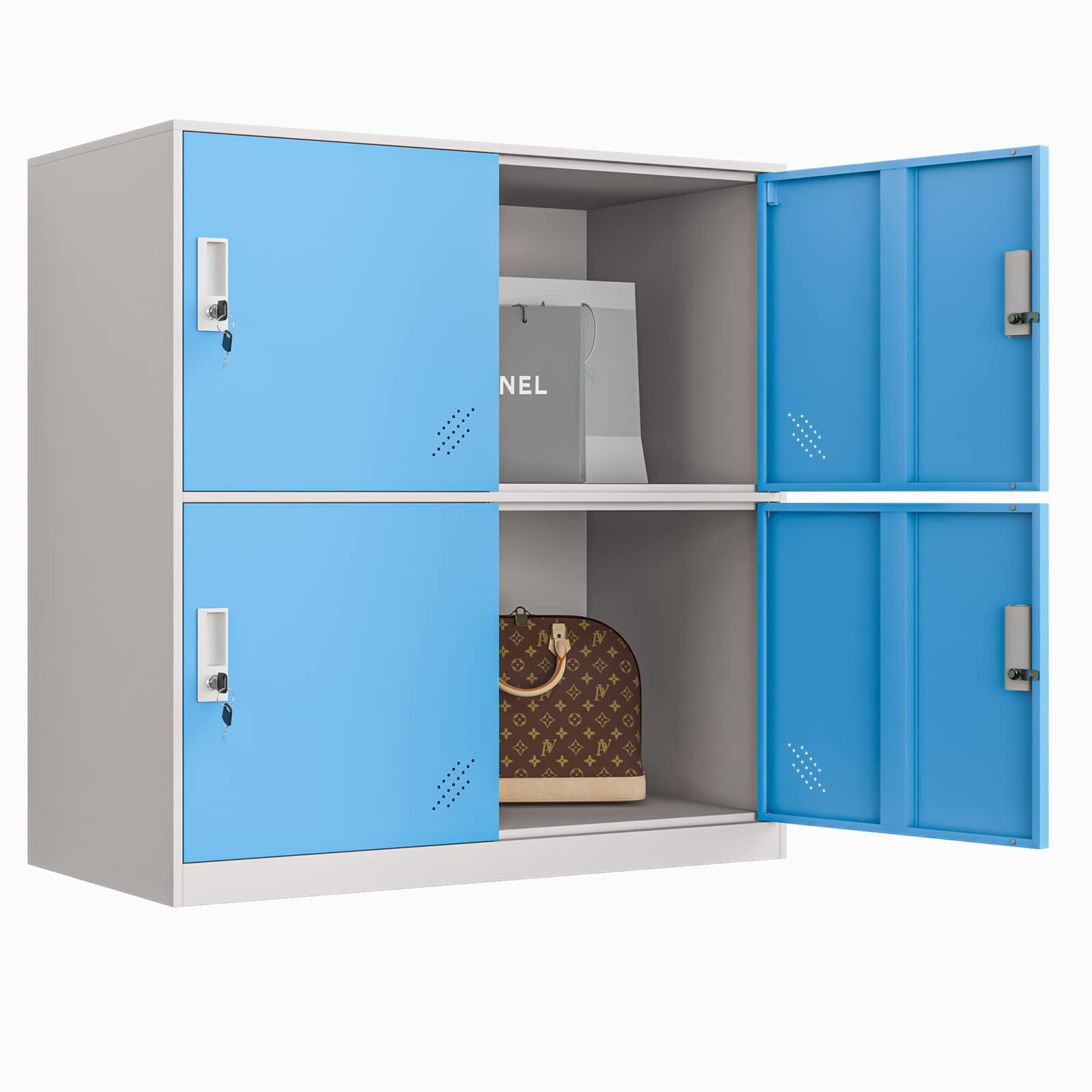 Blue Metal Office Storage Cabinet Locker - Small Personal Locker for Files, Bags & Phones - Perfect for Office, Changing Room & Home Organization