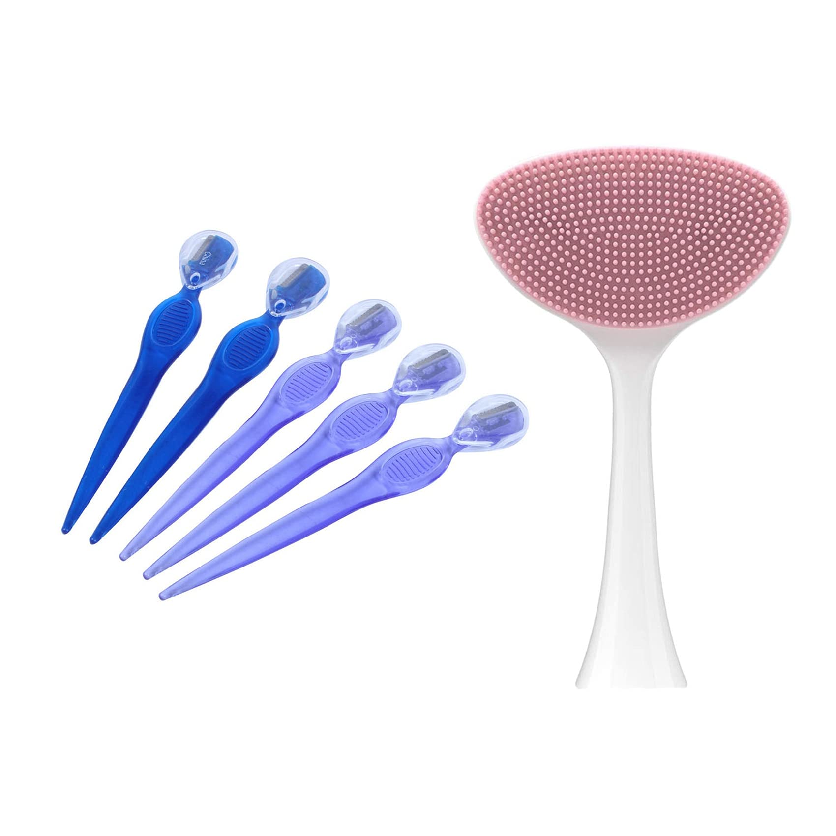 LAUDS 5-Pack Mini Eyebrow Trimmer Set - Safe & Precise Hair Shaving Razors for Eyebrows, Face & Body - Compatible with X3/X5 Sonic Electric Toothbrush - Perfect for Travel, Home & Salon Use