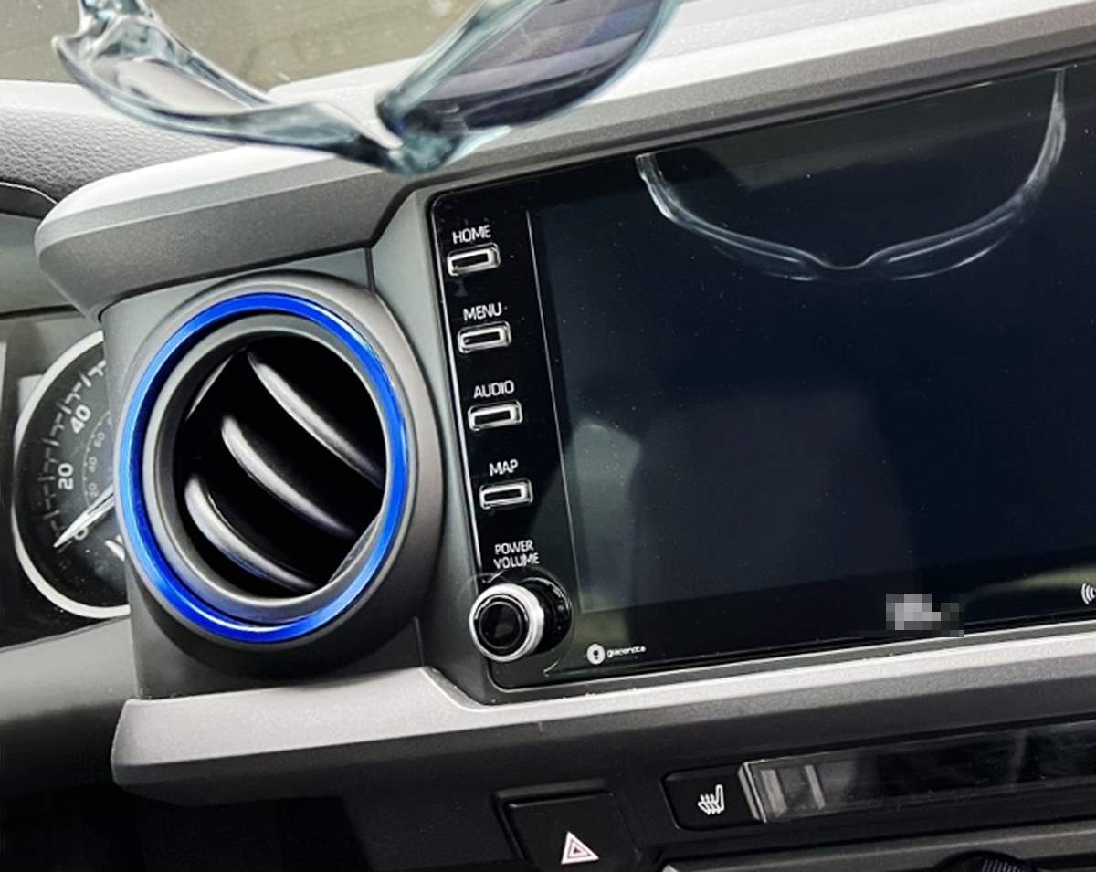 Blue Aluminum AC Vent Trim Rings for 2016-2023 Toyota Tacoma - Upgrade Interior Styling & Protect Air Vents (Perfect for Off-Roading, Daily Commute & Car Enthusiasts)