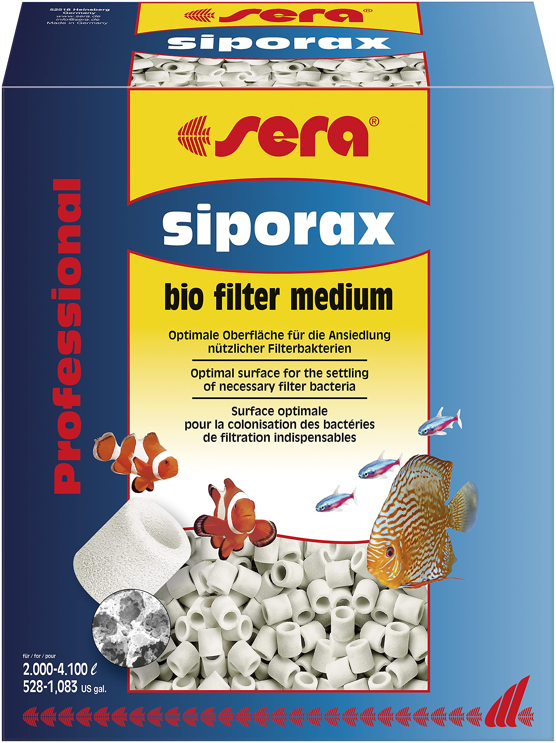 Sera Siporax Professional 15mm 10L (6.4lb) Biofilter Media for Aquarium - High Porosity Ceramic Filter Media for Fish Tank, Pond & Marine Aquariums - Ideal for Biological Filtration in Freshwater and Saltwater Systems