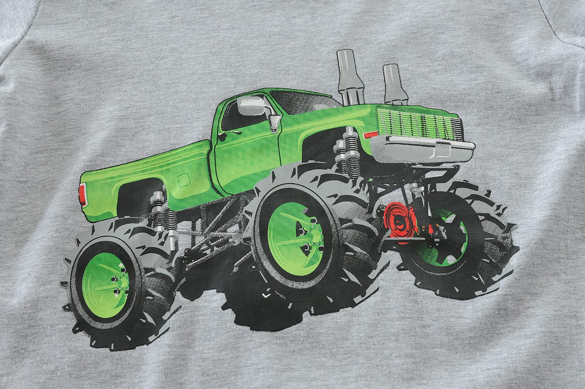 **Monster Truck & Dinosaur Boys Pajama Set - 2-Piece Cotton Sleepwear for Toddlers 2-7 Years - Soft & Comfortable PJS for Bedtime & Playtime**